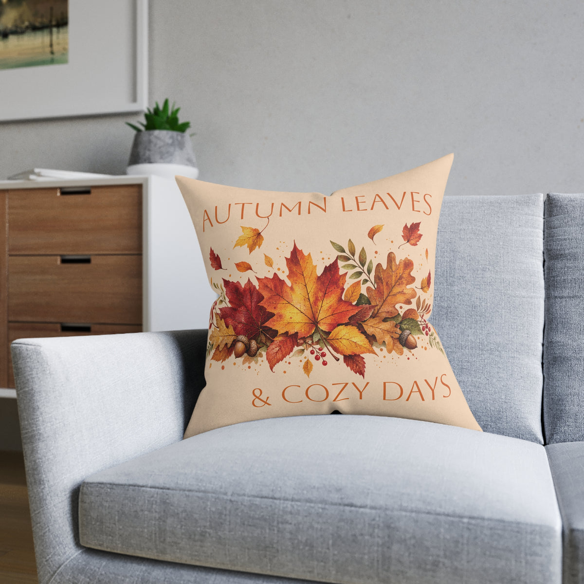 Square Cushion - Autumn Leaves & Cozy Days