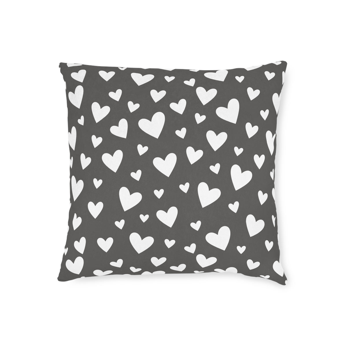 Square Cushion - Hearts - Grey