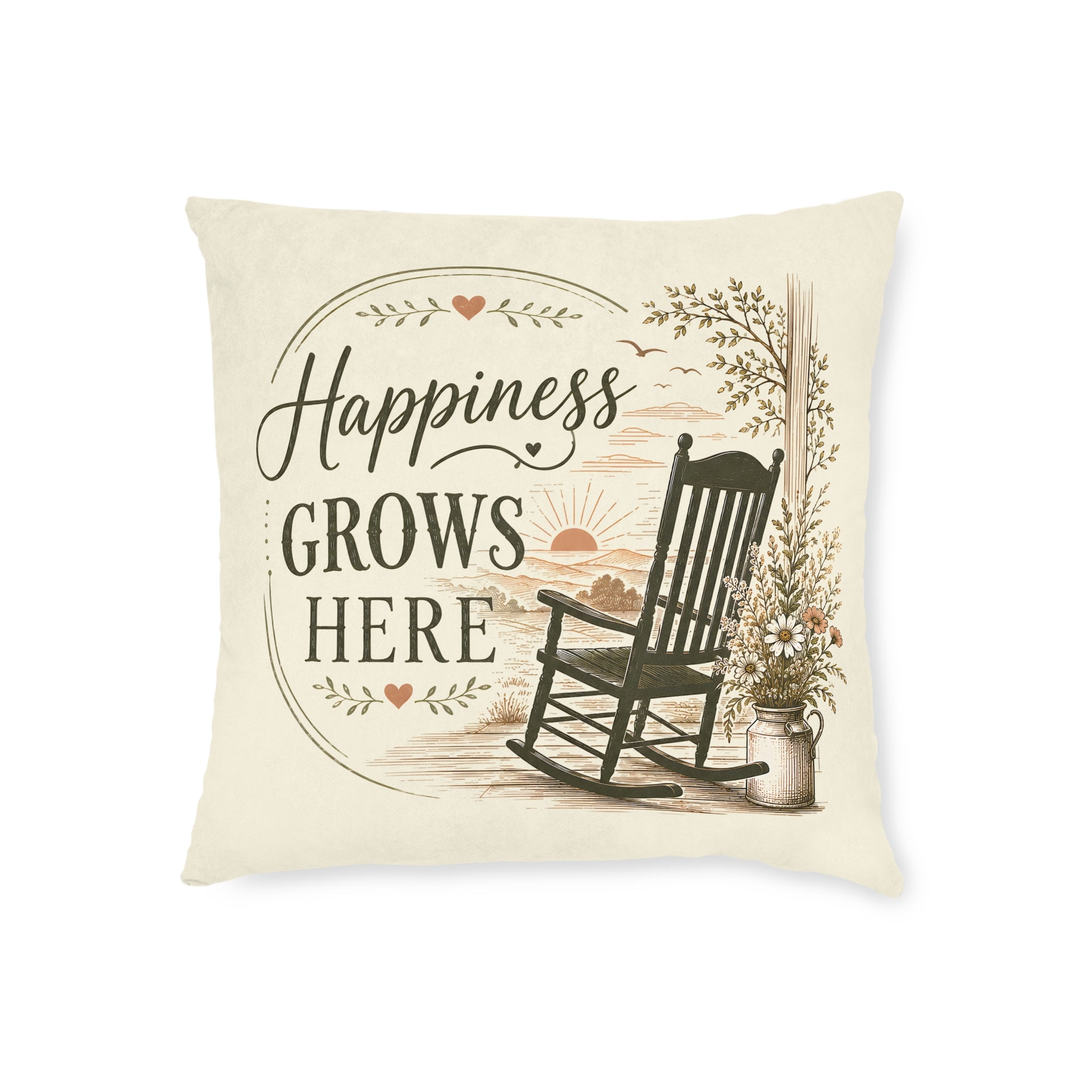 Square Cushion - Happiness Grows Here