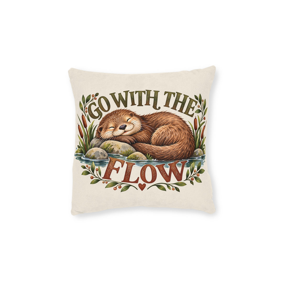 Square Cushion - Go with the Flow - Otter