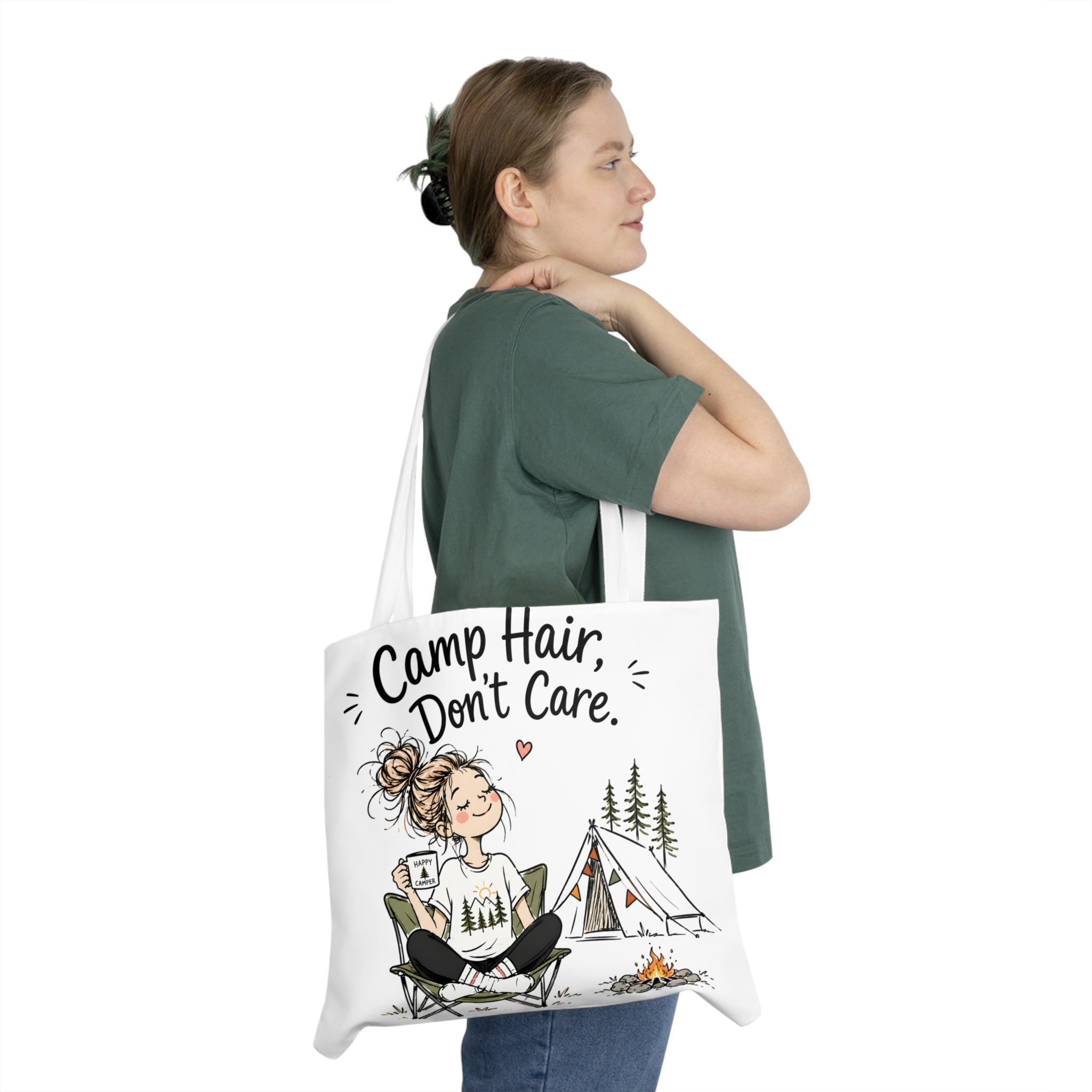 Camp Hair Don't Care Large Beach Tote Bag | Camping
