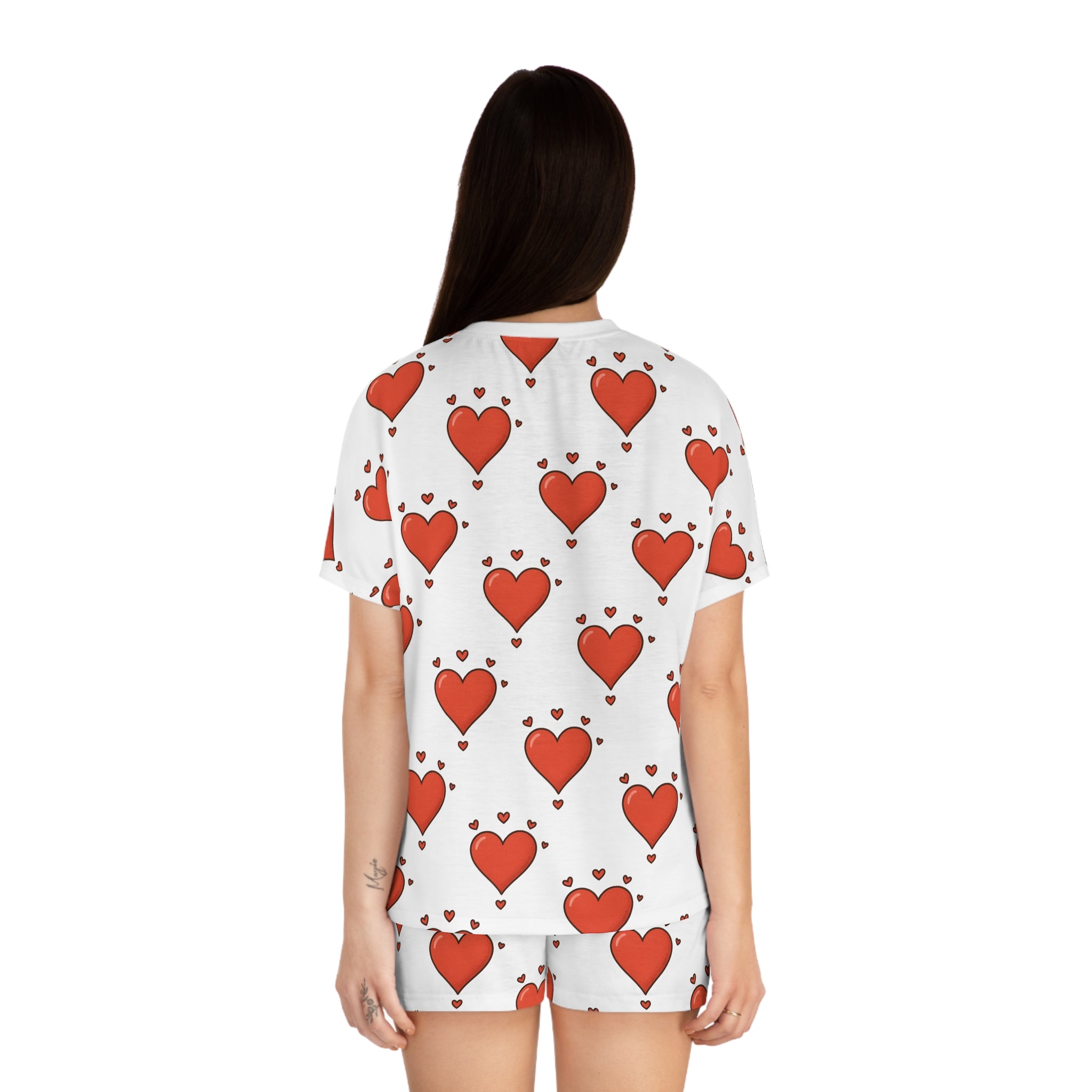Women's Pyjama Heart Print Set - Cute & Cozy Sleepwear for Valentine's Day