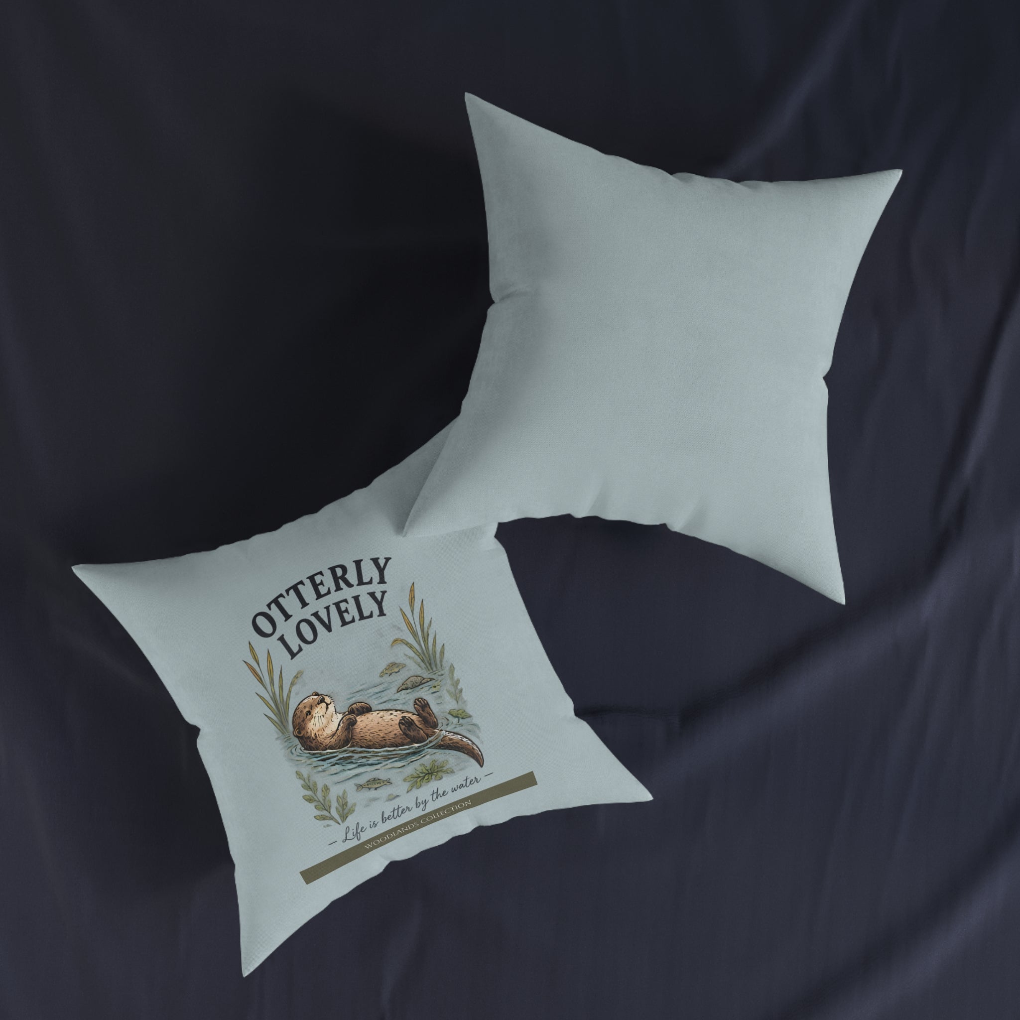 Square Cushion - Life is Better by the Water - Otter - Woodlands Collection