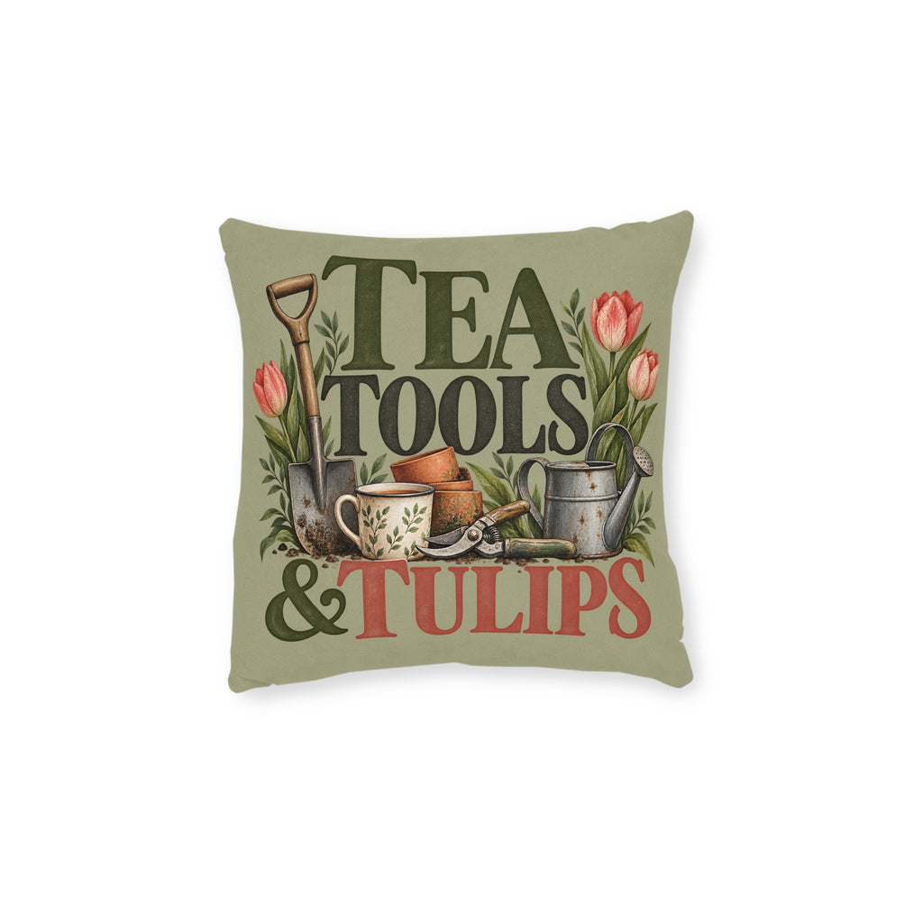 Square Cushion | Tea, Tools & Tulips - Gardening