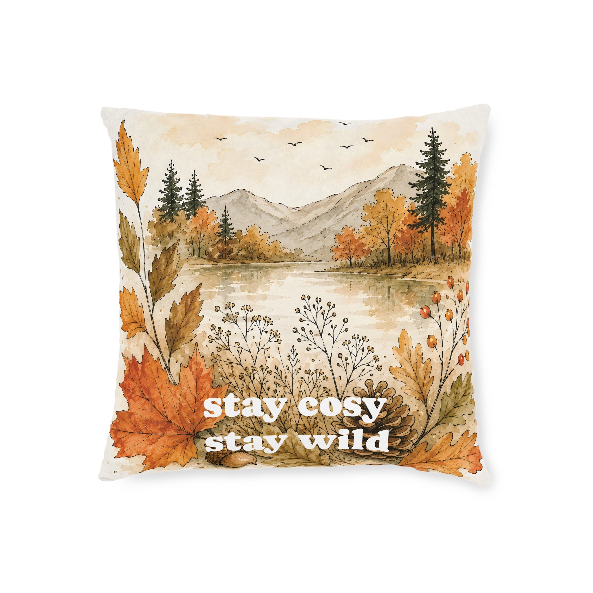 Square Cushion – Stay Cosy Stay Wild | Woodland Nature Cushion