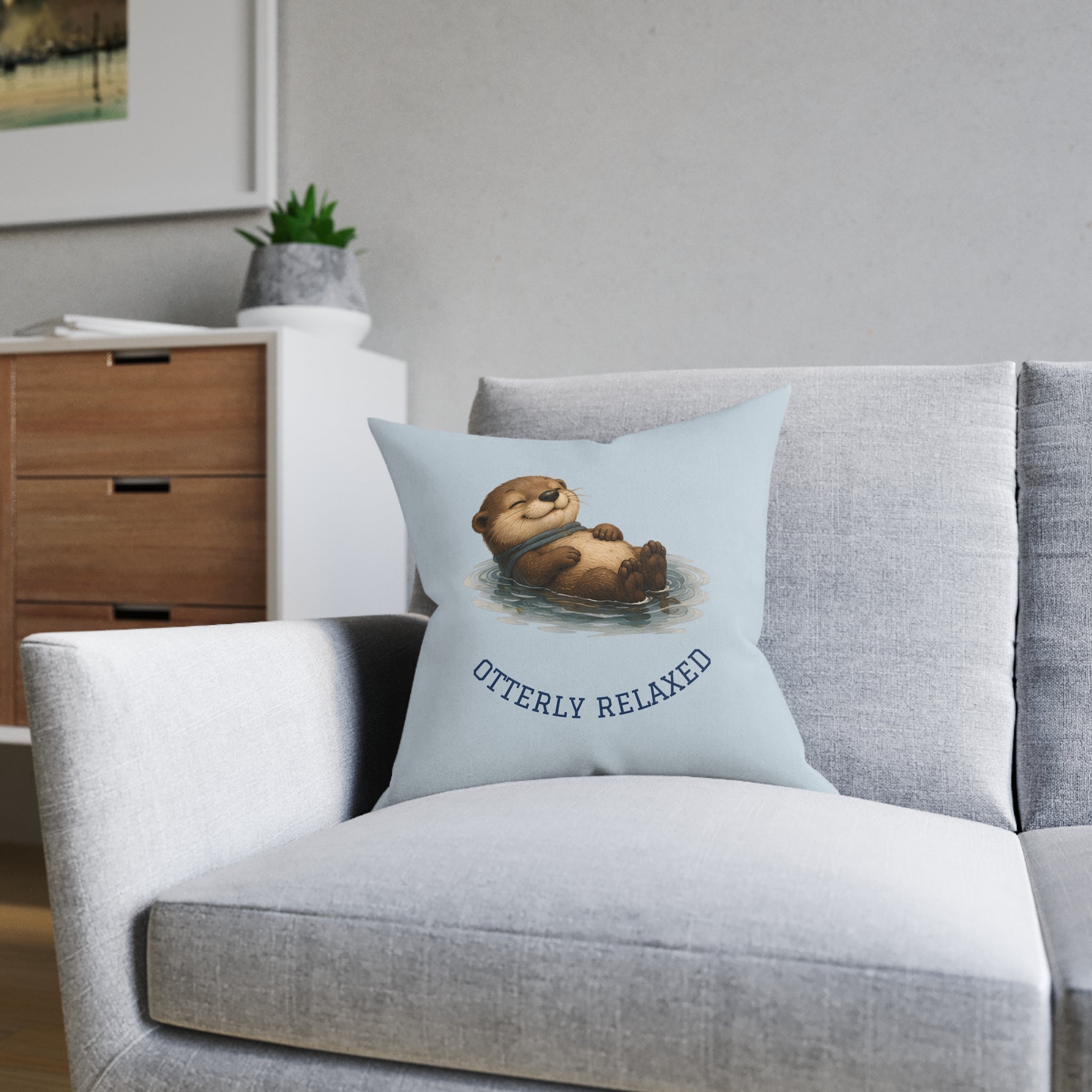 Square Cushion – Otterly Relaxed | Otter Lover Cushion