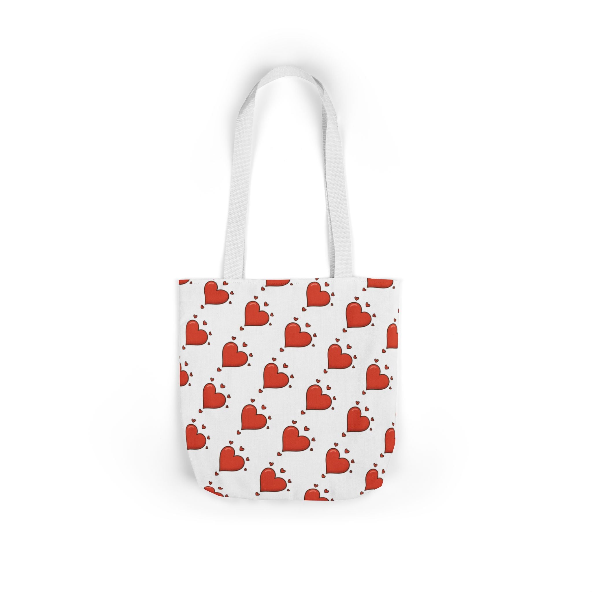 Heart Print Canvas Tote Bag with 5-Color Straps