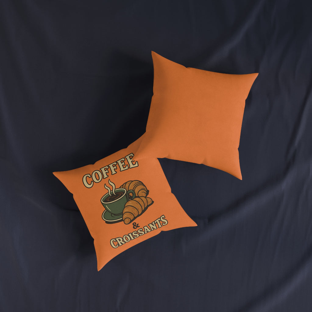 Square Cushion - Coffee & Croissants Decor