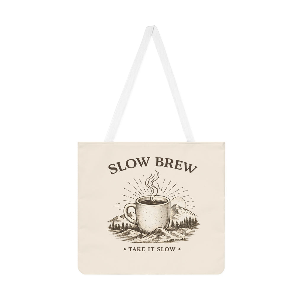 Large Beach Tote Bag – Slow Brew. Take it Slow.