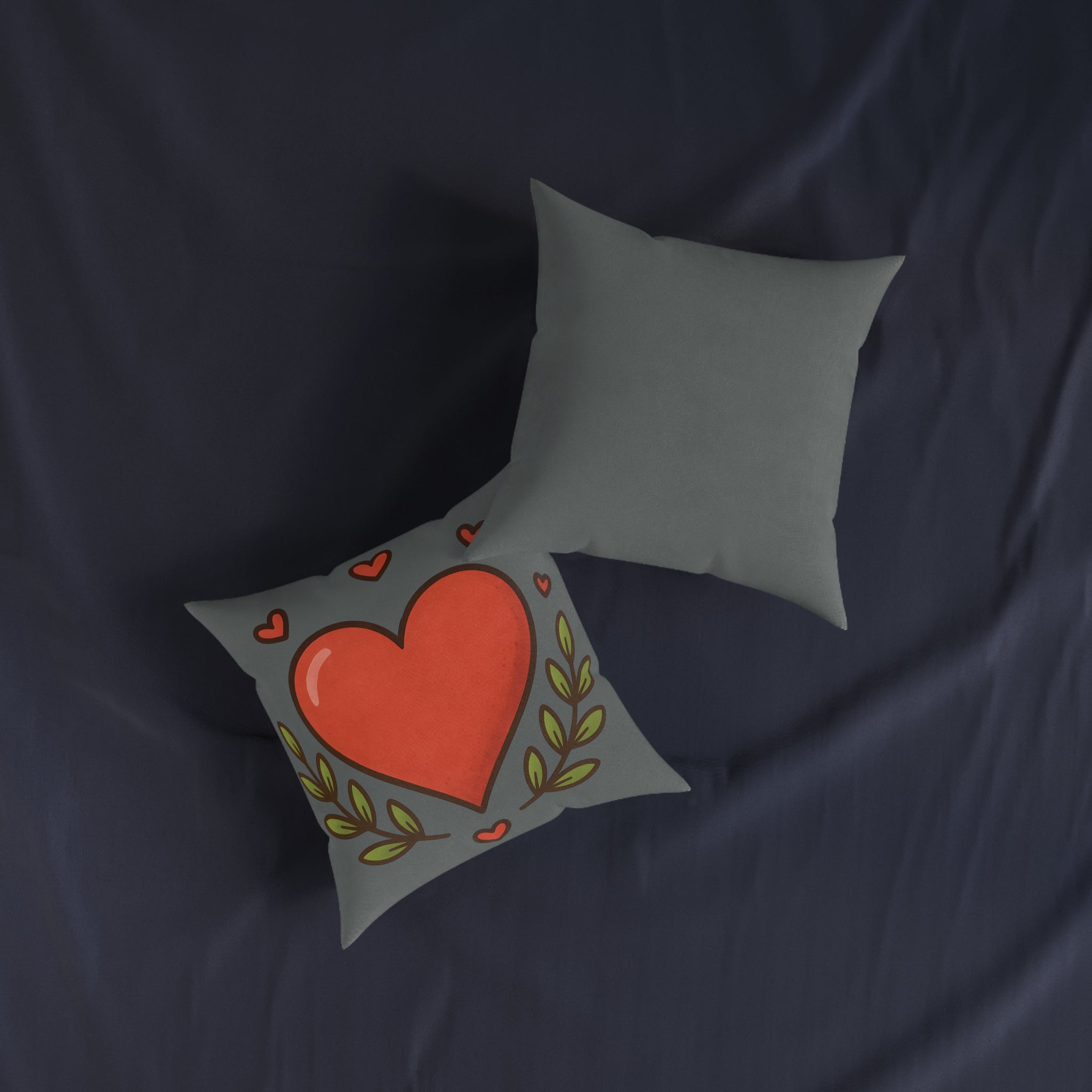Square Cushion - Hearts & Leaves Design