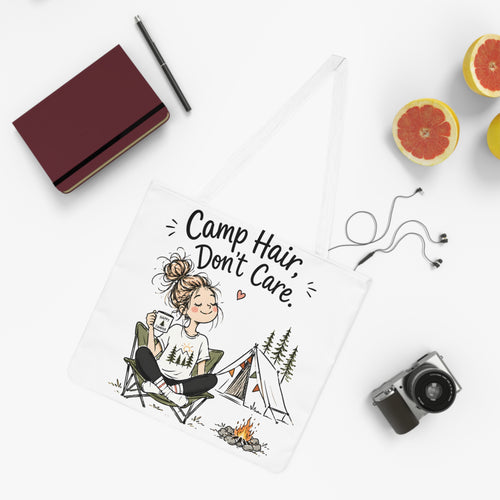 Camp Hair Don't Care Large Beach Tote Bag | Camping