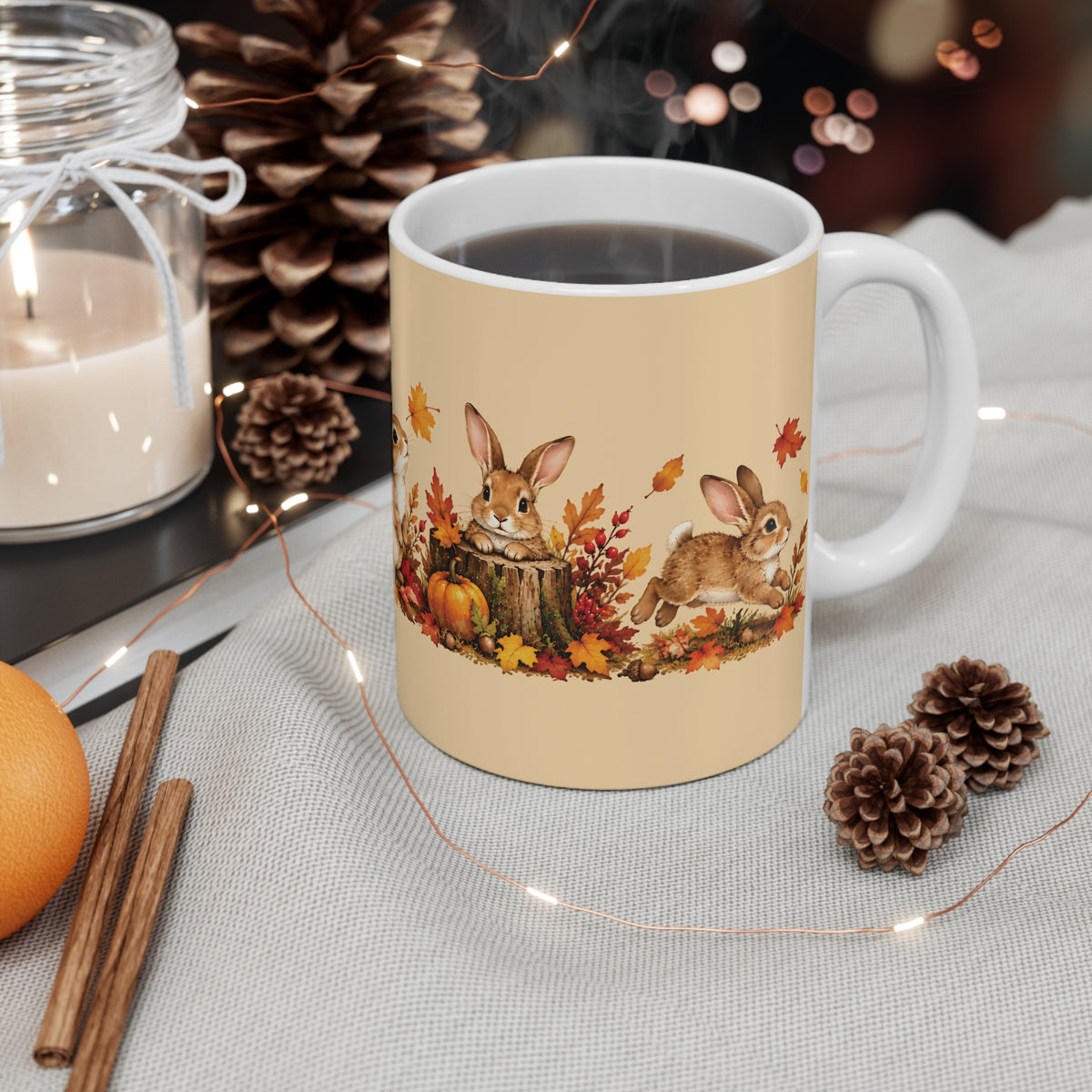 Ceramic Mug - Rabbit Autumn Fun
