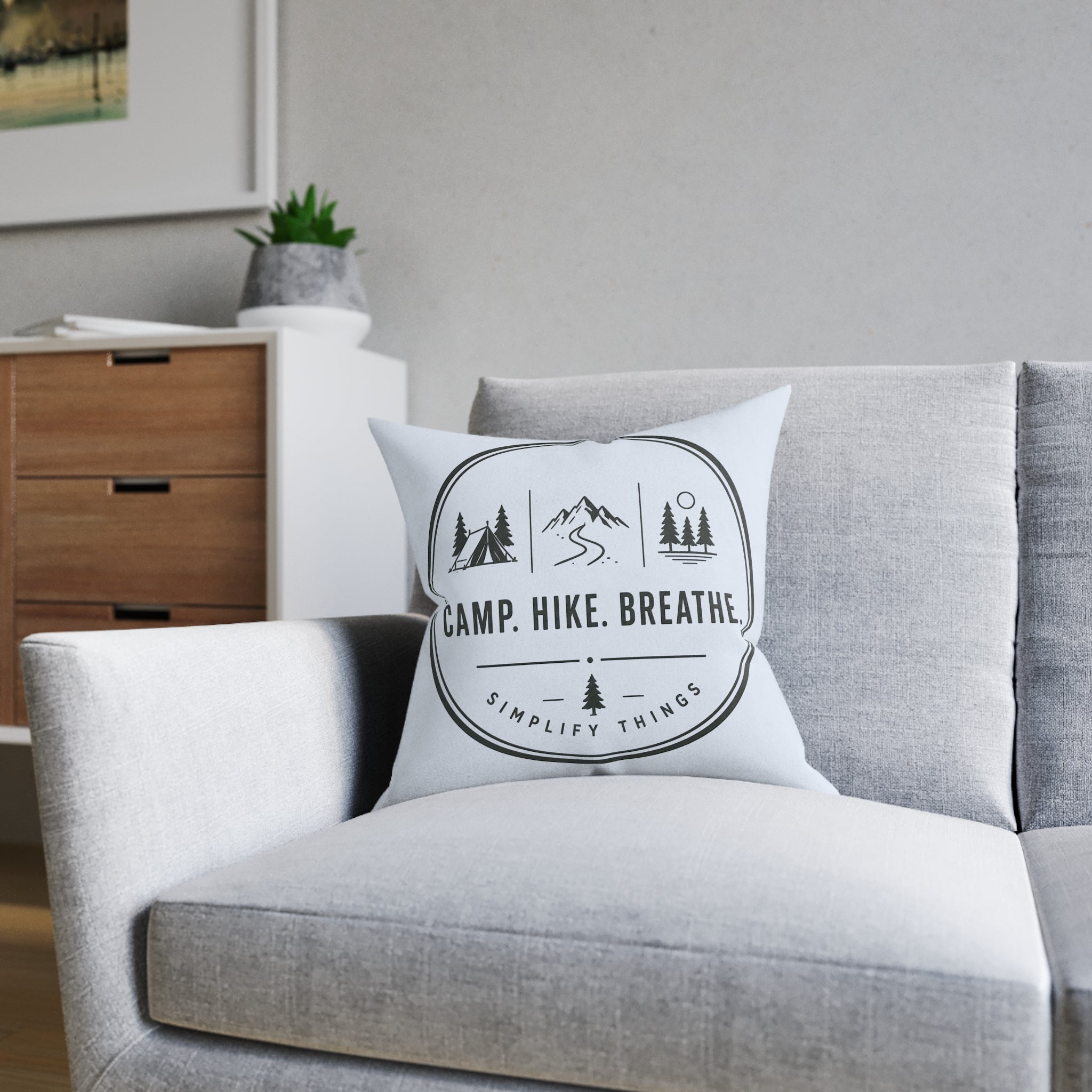 Square Cushion - Camp. Hike. Breathe.