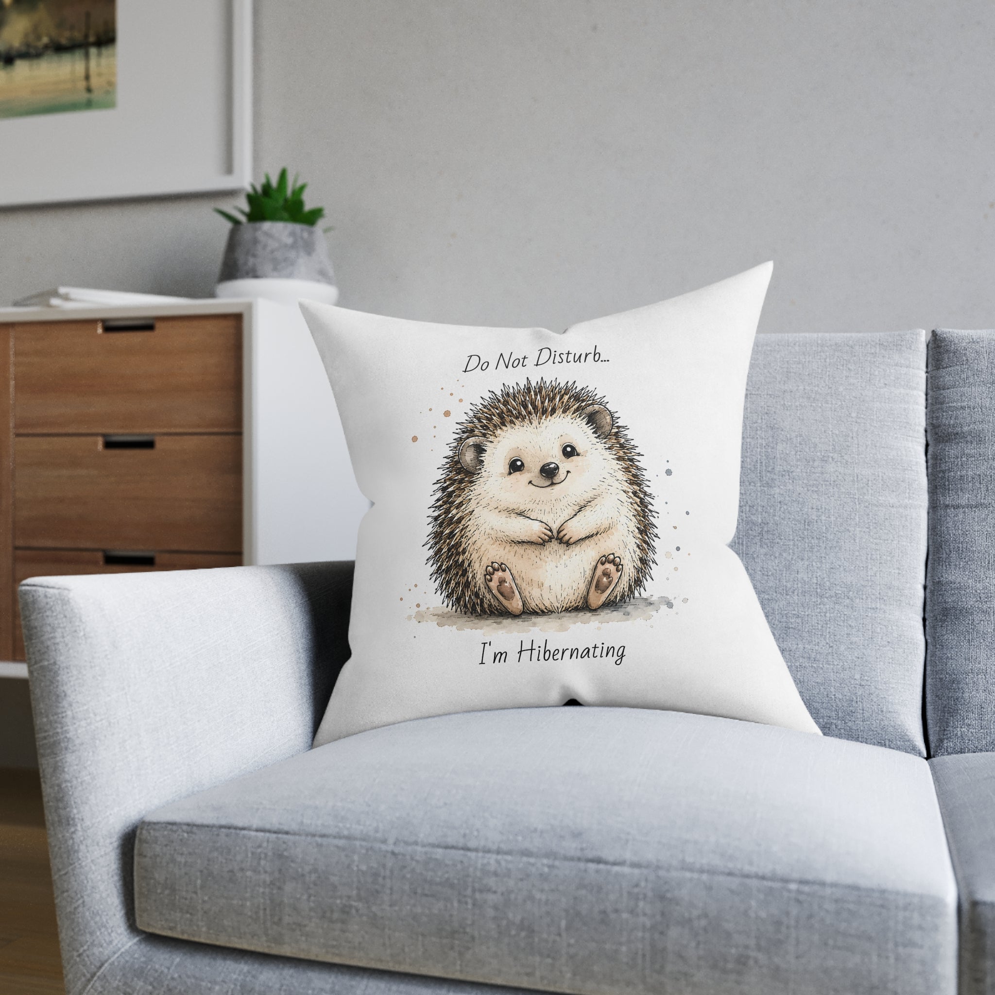 Square Cushion – Do Not Disturb... I'm Hibernating | Funny Woodland Cushion