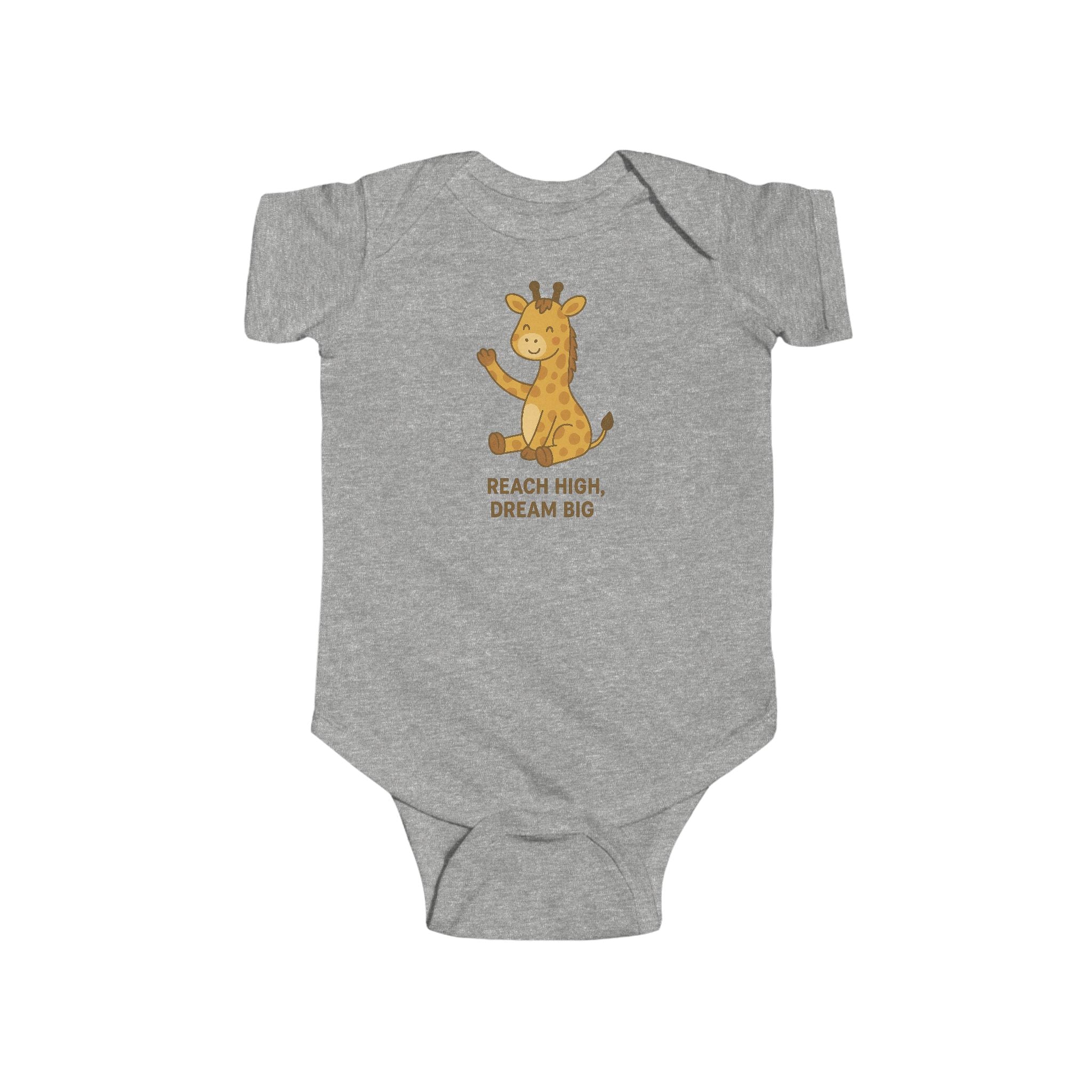 Babygrow - "Reach High, Dream Big" Cute Giraffe Baby Onesie