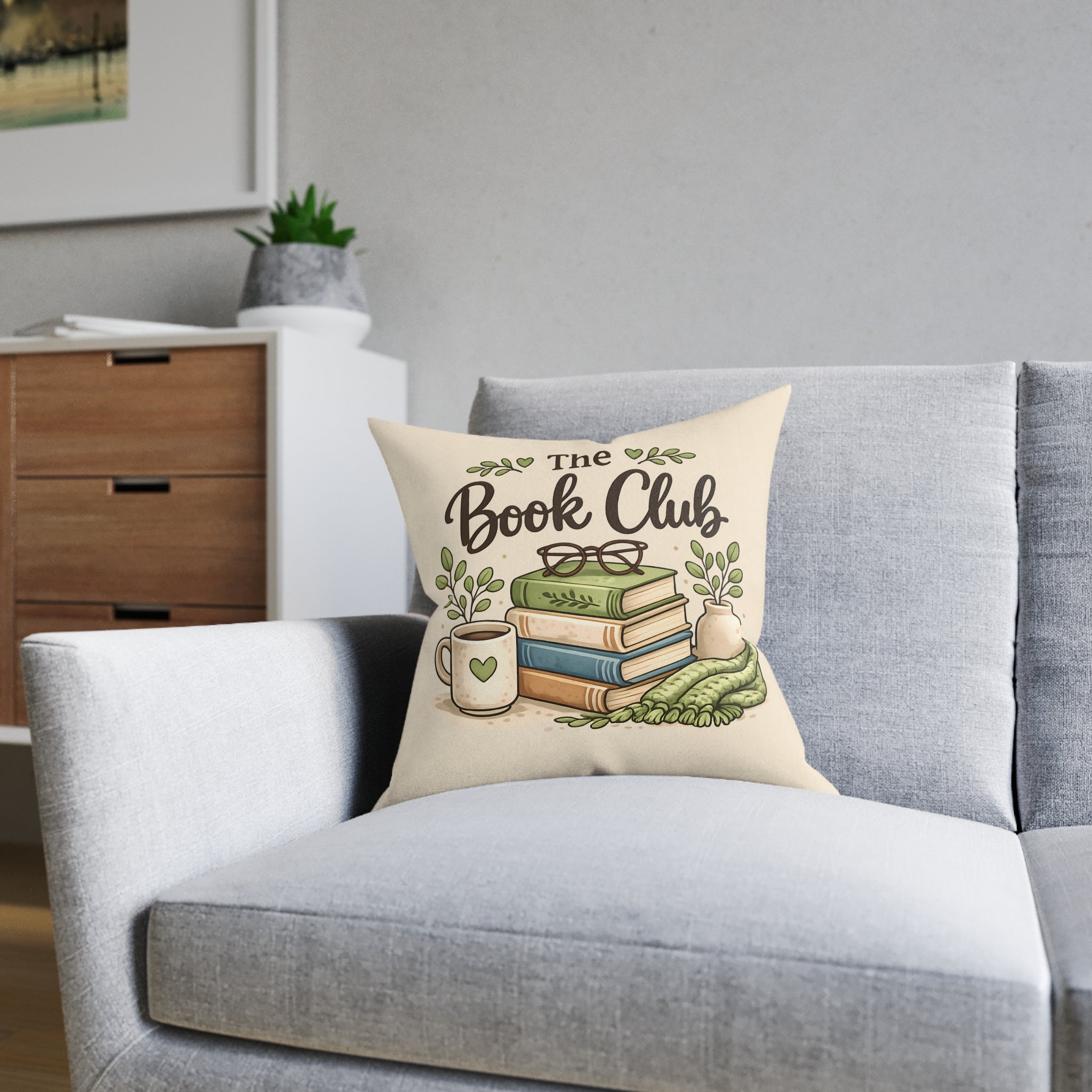 Square Cushion – The Book Club | Reading Cushion for Book Lovers