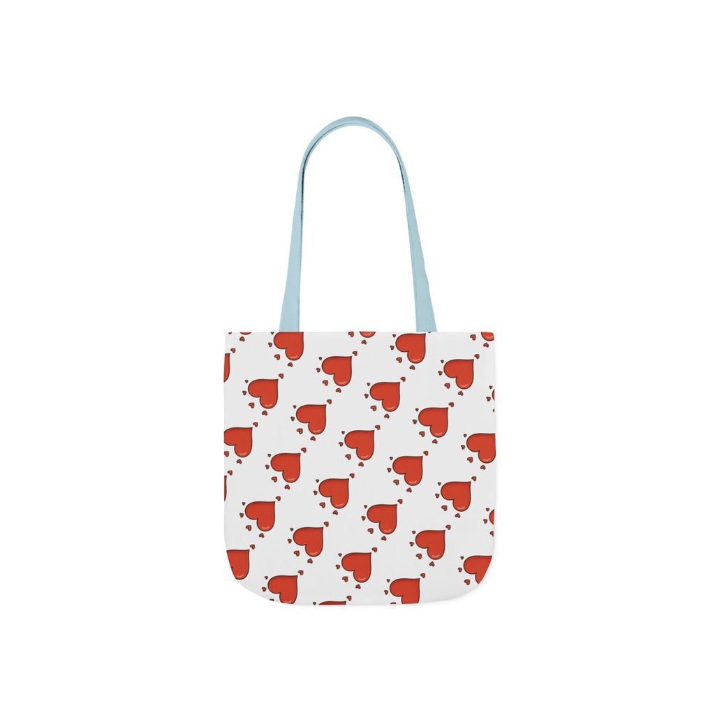 Heart Print Canvas Tote Bag with 5-Color Straps