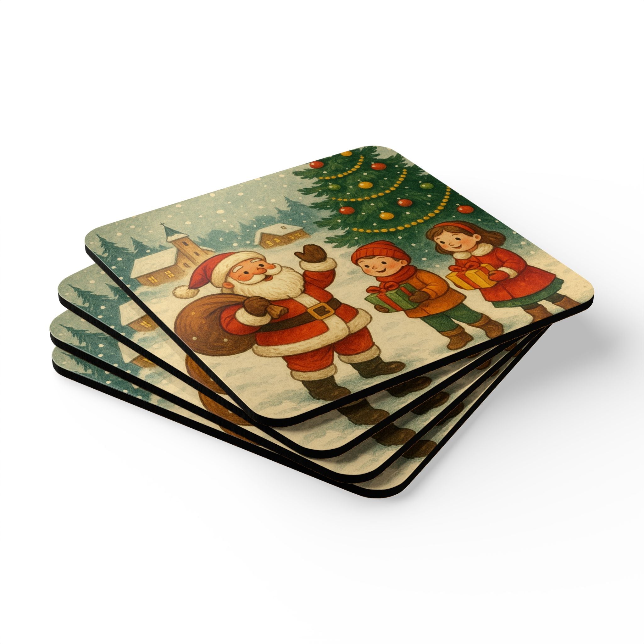 Coaster Set with Christmas Design