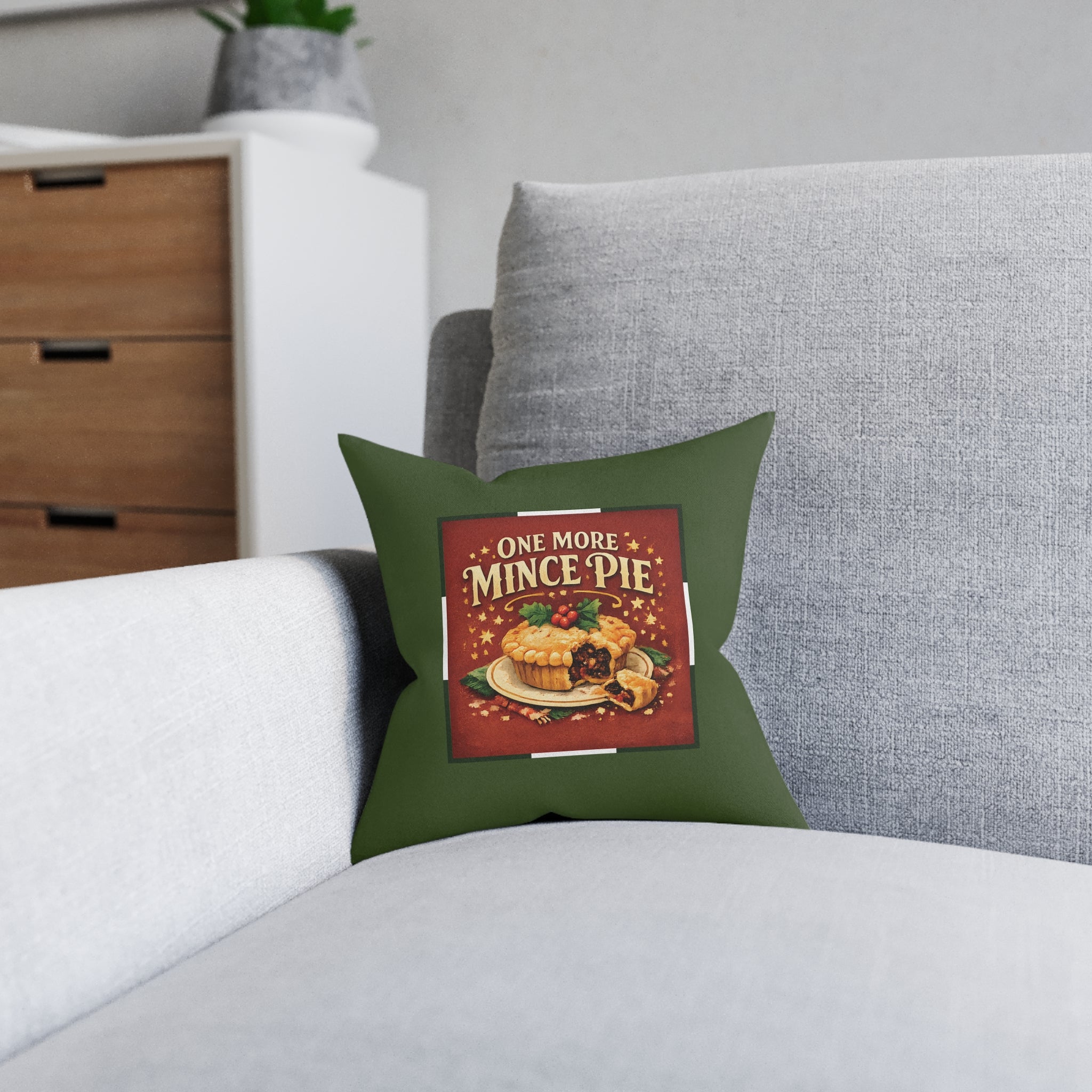 Christmas Square Cushion – One More Mince Pie | Funny Christmas Cushion