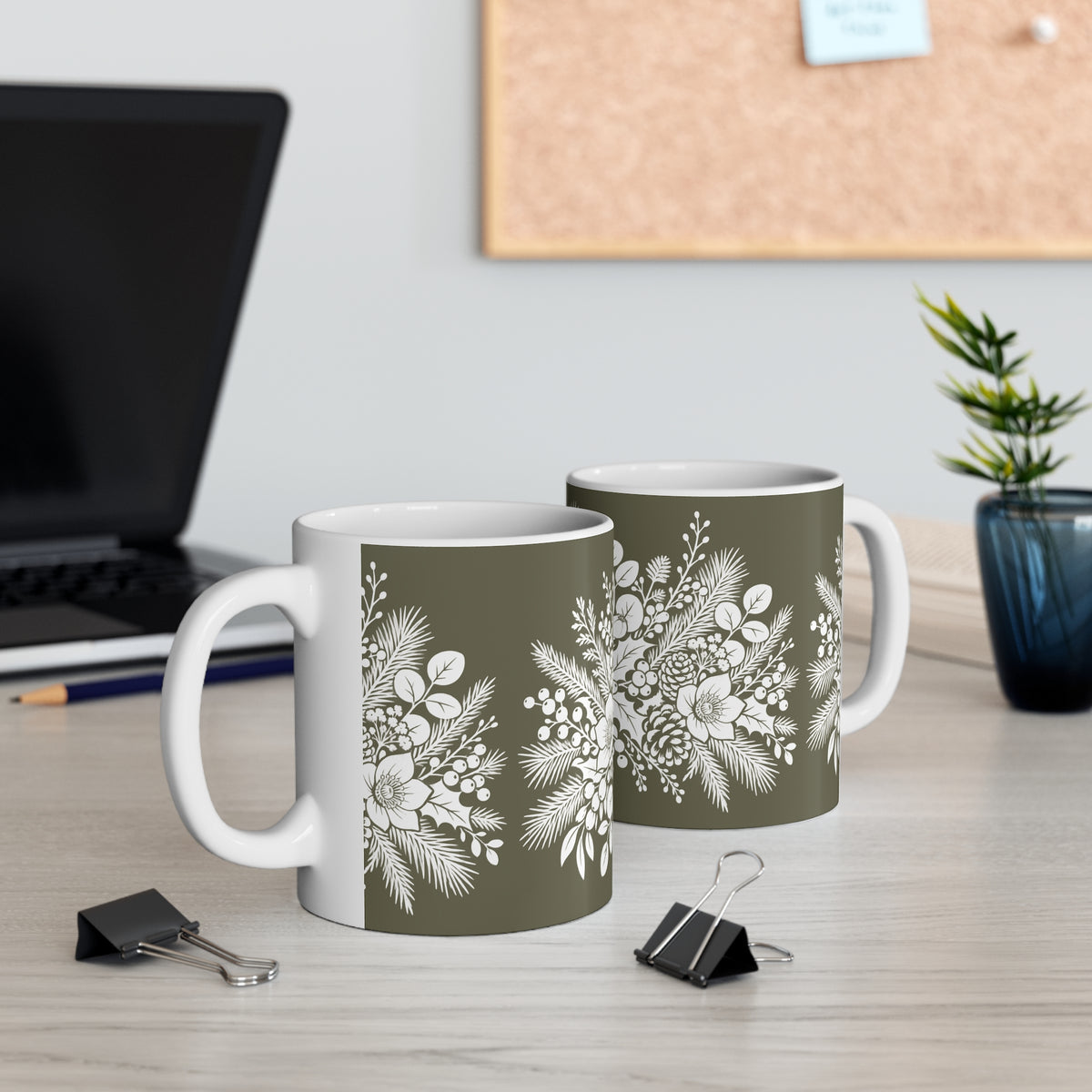 Ceramic Mug - Winter Mug - Green