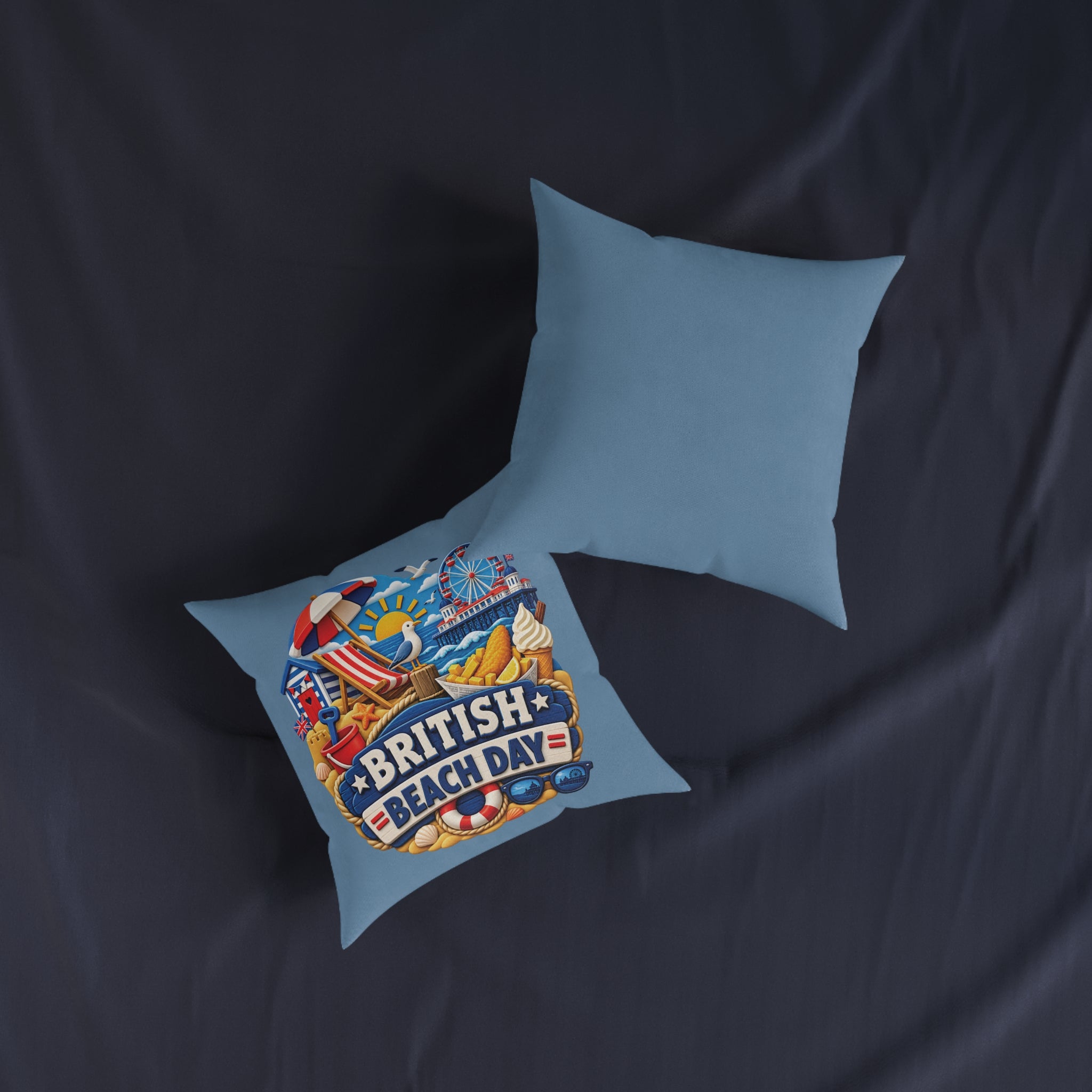 Square Cushion - British Beach Day
