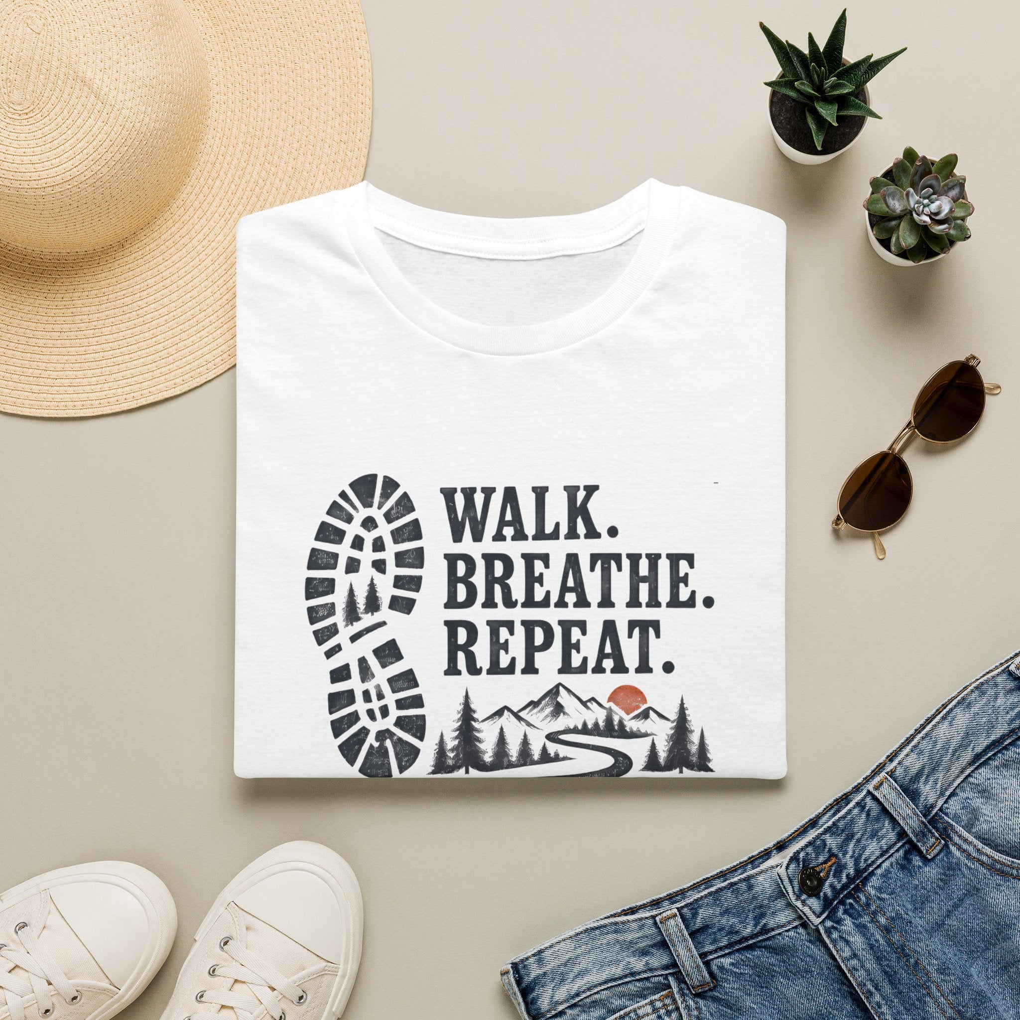 Unisex T-Shirt – Walk. Breathe. Repeat. | Walking & Hiking Tee