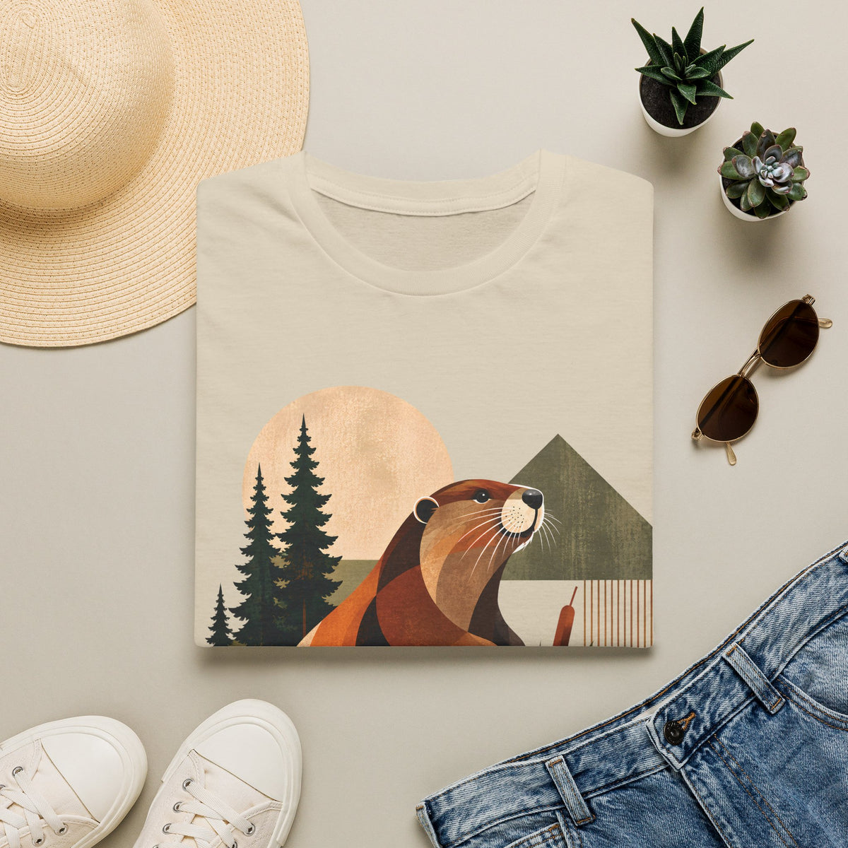 Unisex T-Shirt – Beaver Geometric | Wildlife & Nature T-Shirt