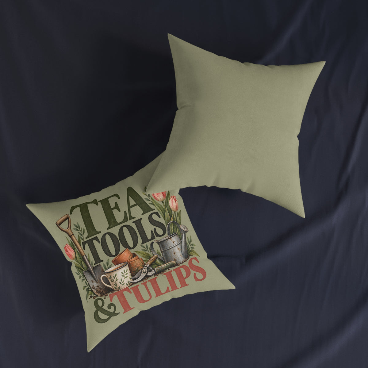 Square Cushion | Tea, Tools & Tulips - Gardening