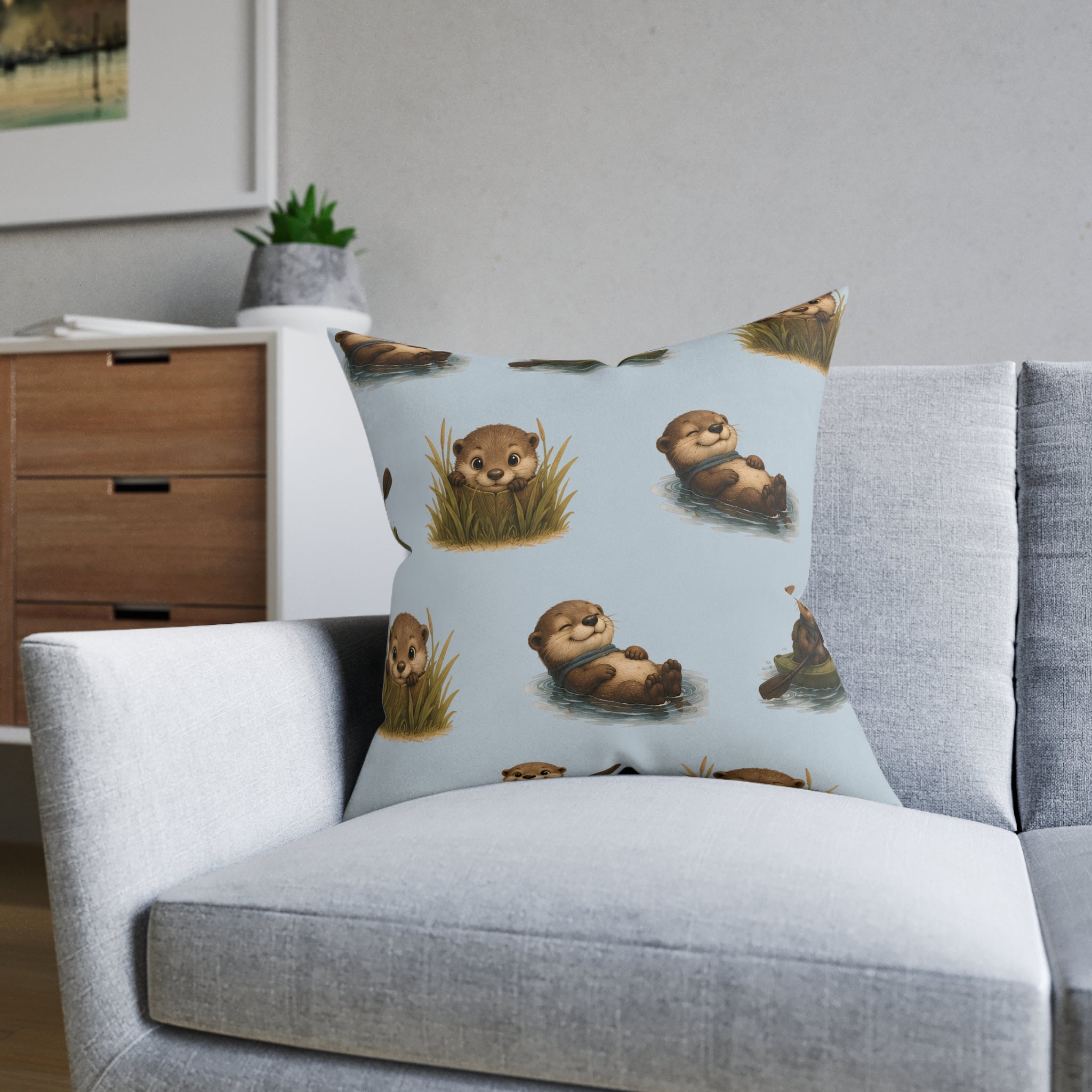 Square Cushion – Otter Fun | Otter Lover Cushion