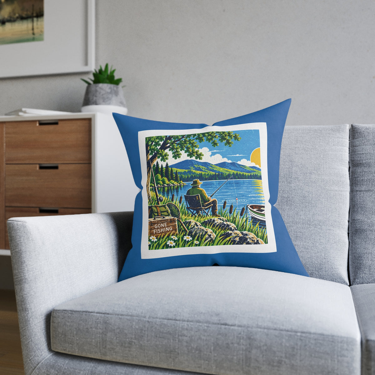 Square Cushion - Gone Fishing