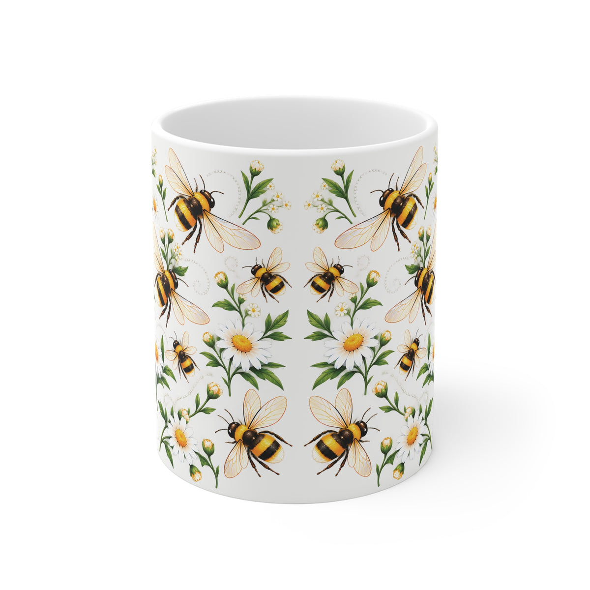Ceramic Mug - Bumblebees and Daisies