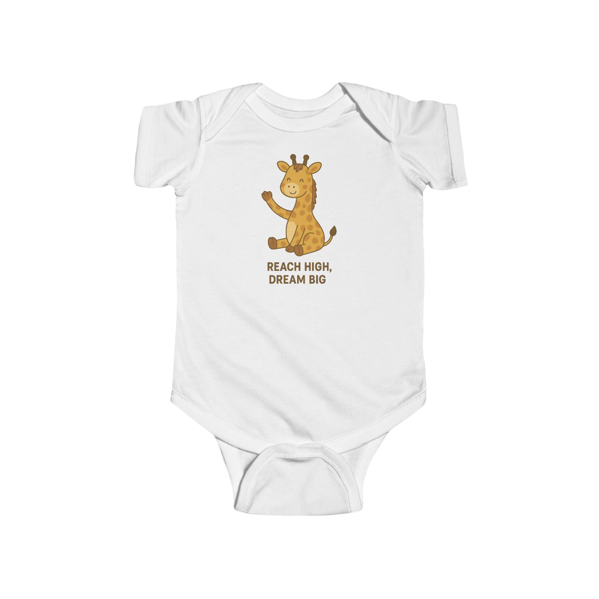 Babygrow - "Reach High, Dream Big" Cute Giraffe Baby Onesie