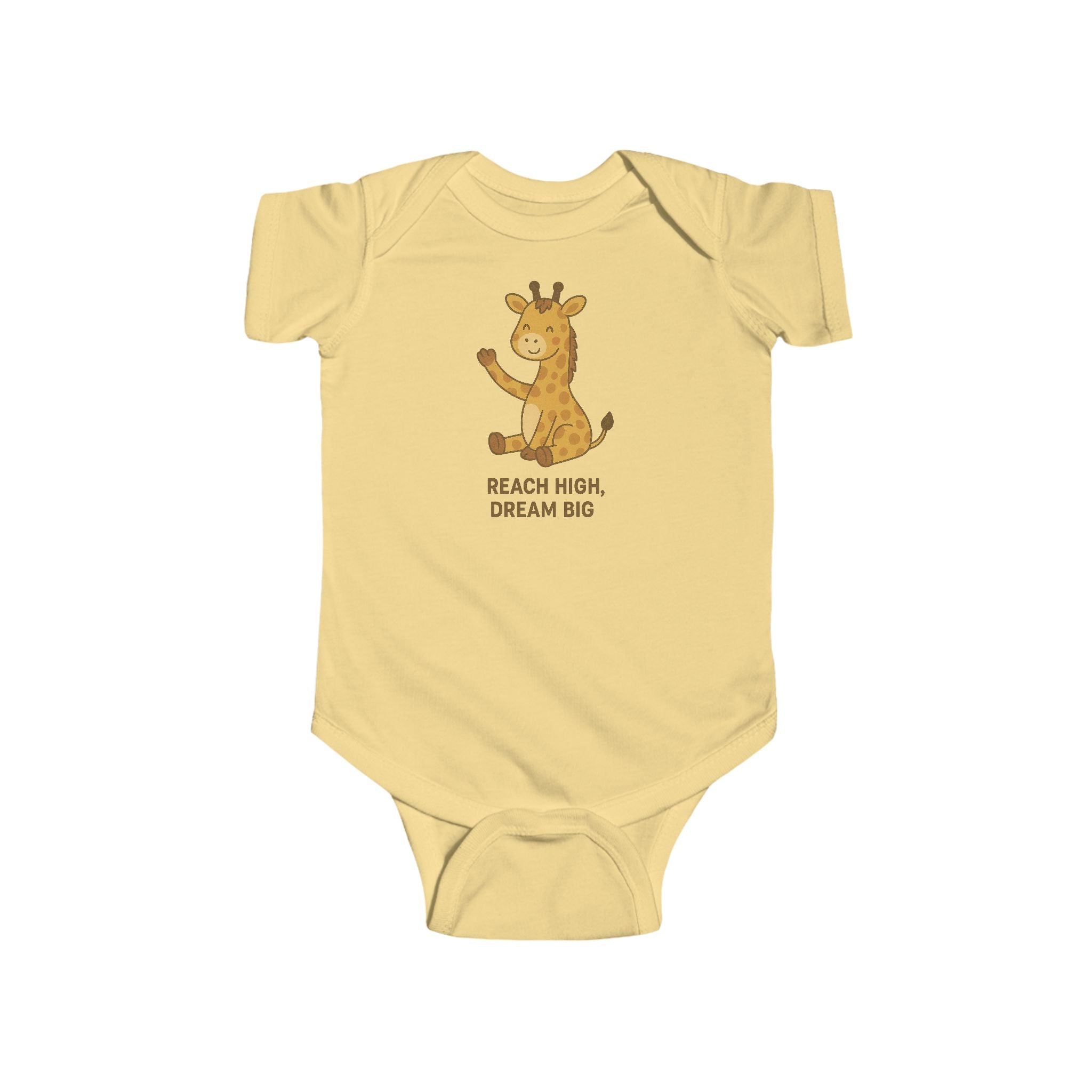 Babygrow - "Reach High, Dream Big" Cute Giraffe Baby Onesie