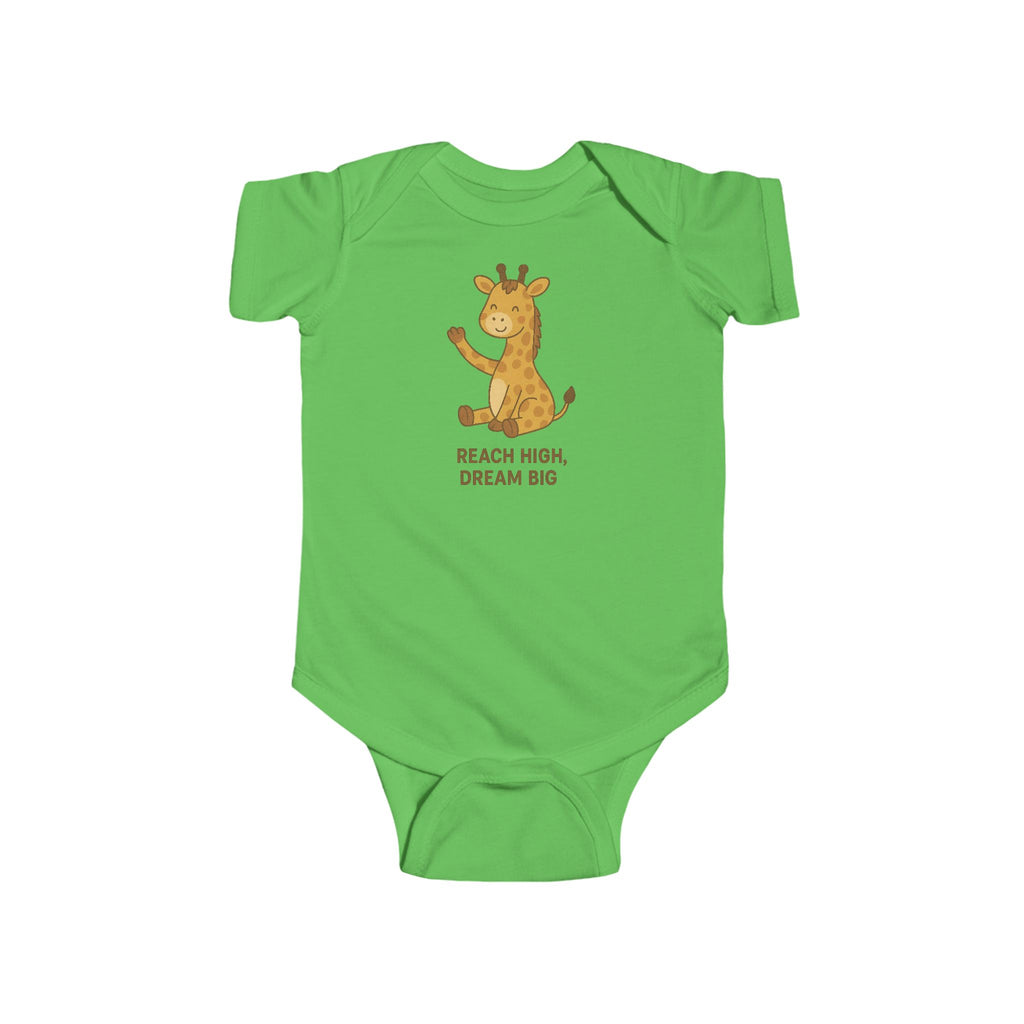 Babygrow - "Reach High, Dream Big" Cute Giraffe Baby Onesie