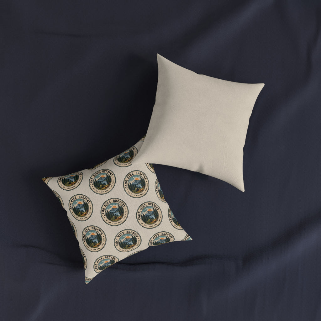 Square Cushion – Camp. Hike. Breathe. | Outdoor Pattern Cushion