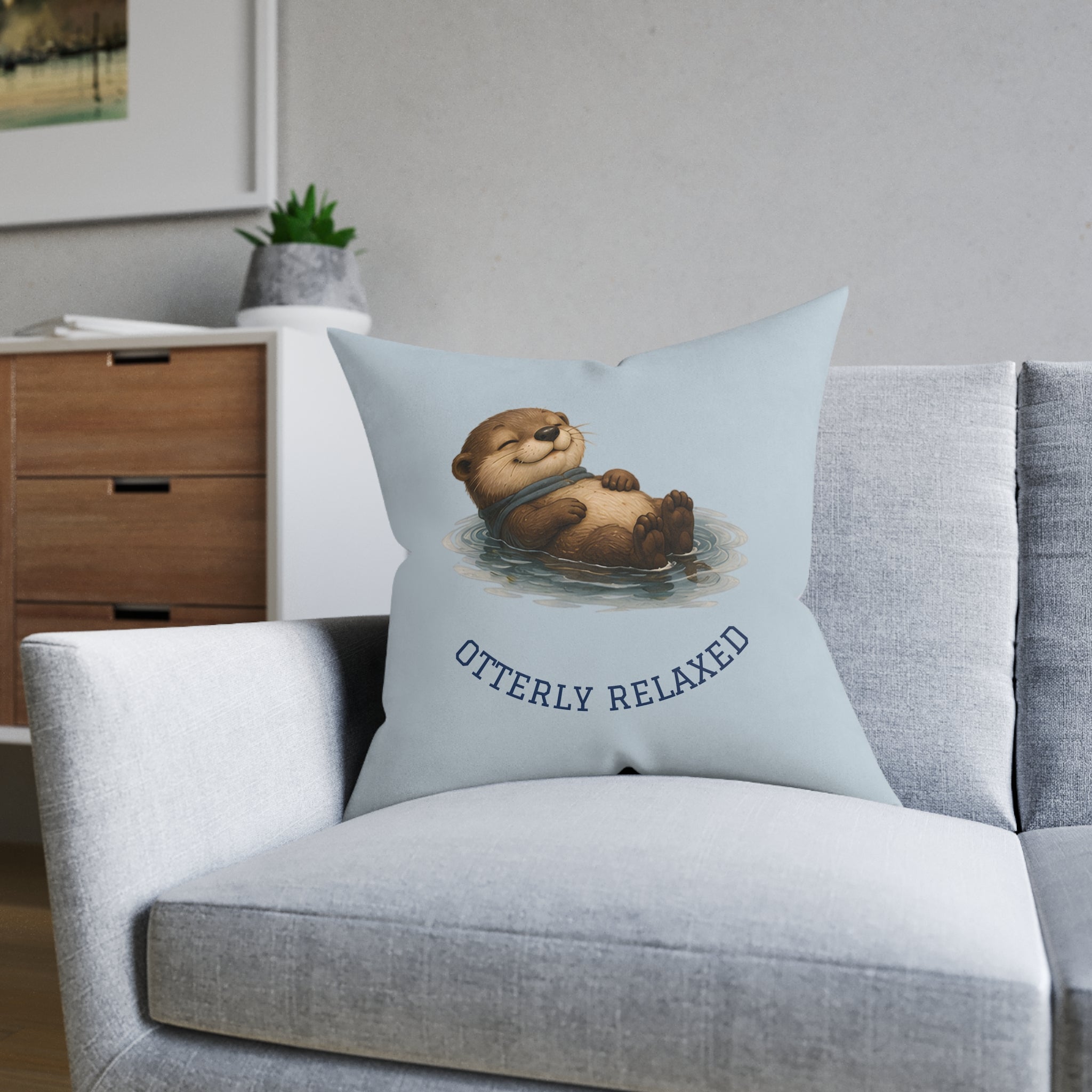 Square Cushion – Otterly Relaxed | Otter Lover Cushion