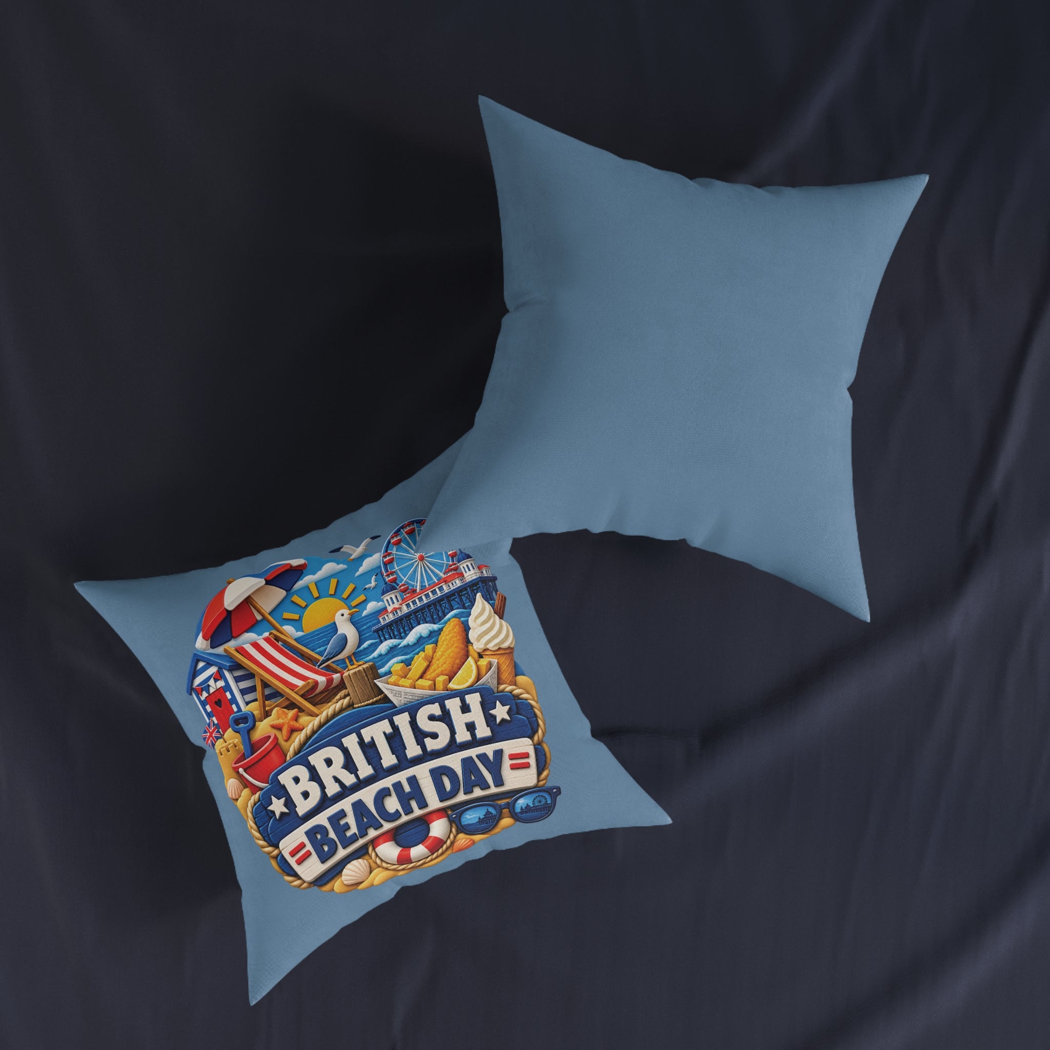 Square Cushion - British Beach Day