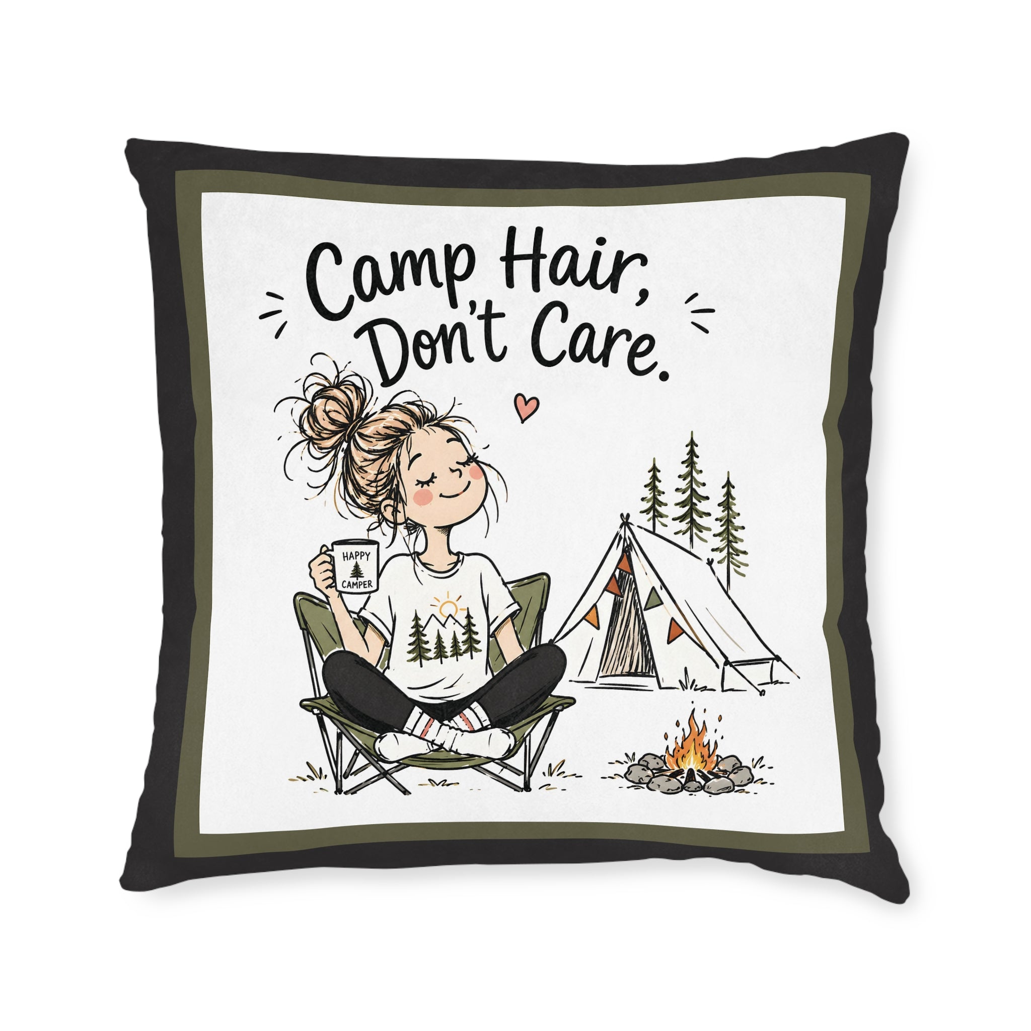 Square Cushion – Camp Hair, Don't Care | Camping Cushion