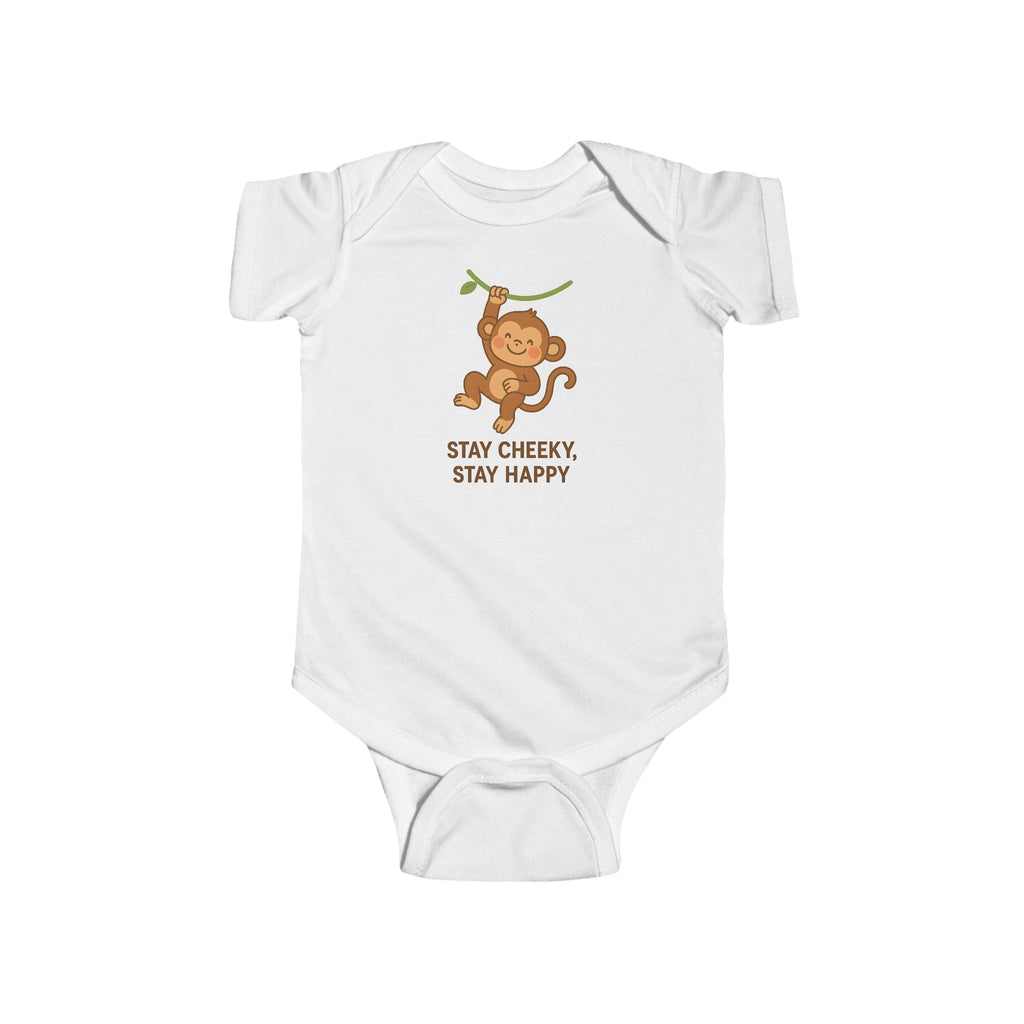 Babygrow - "Stay Cheeky, Stay Happy" Cute Monkey Baby Onesie
