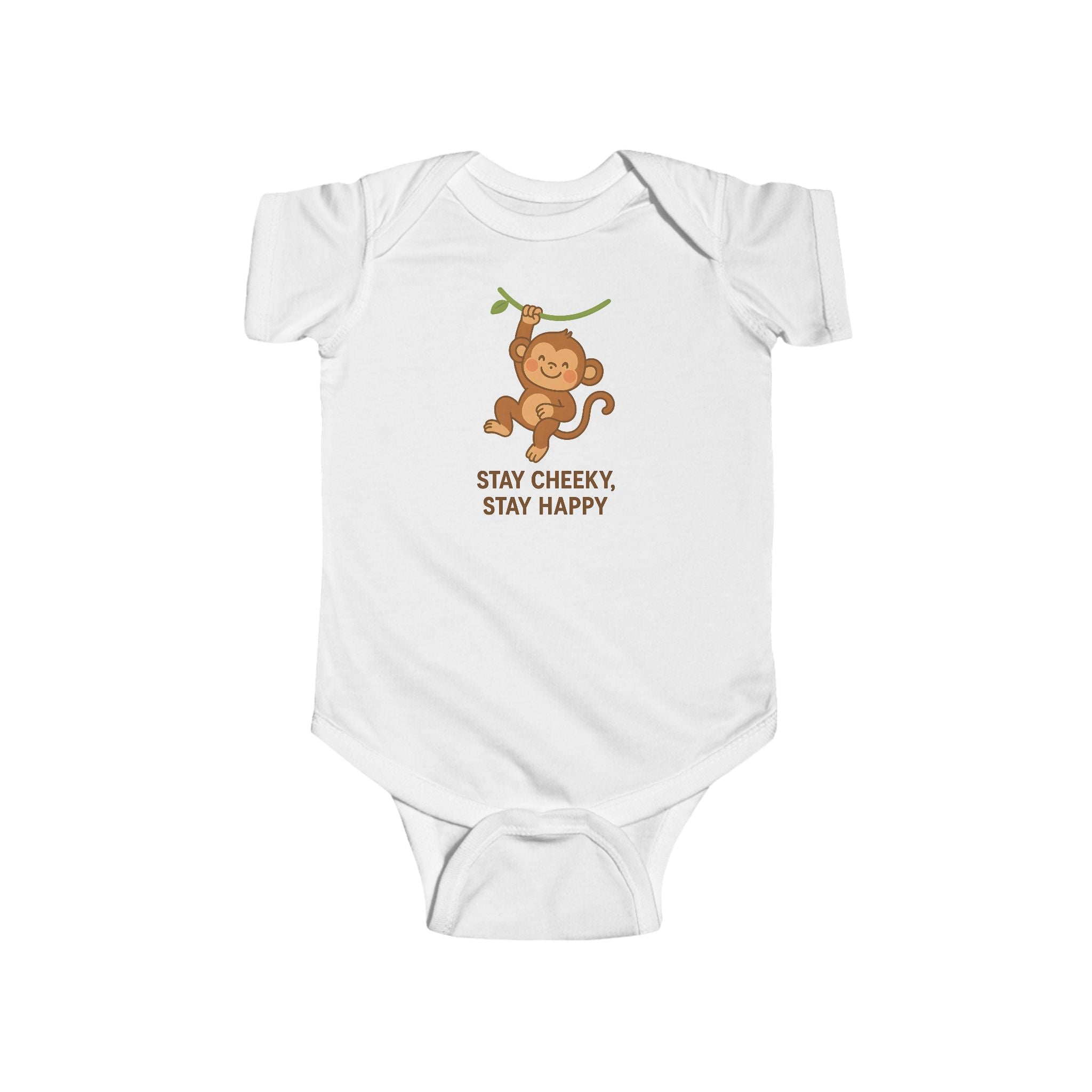 Babygrow - "Stay Cheeky, Stay Happy" Cute Monkey Baby Onesie