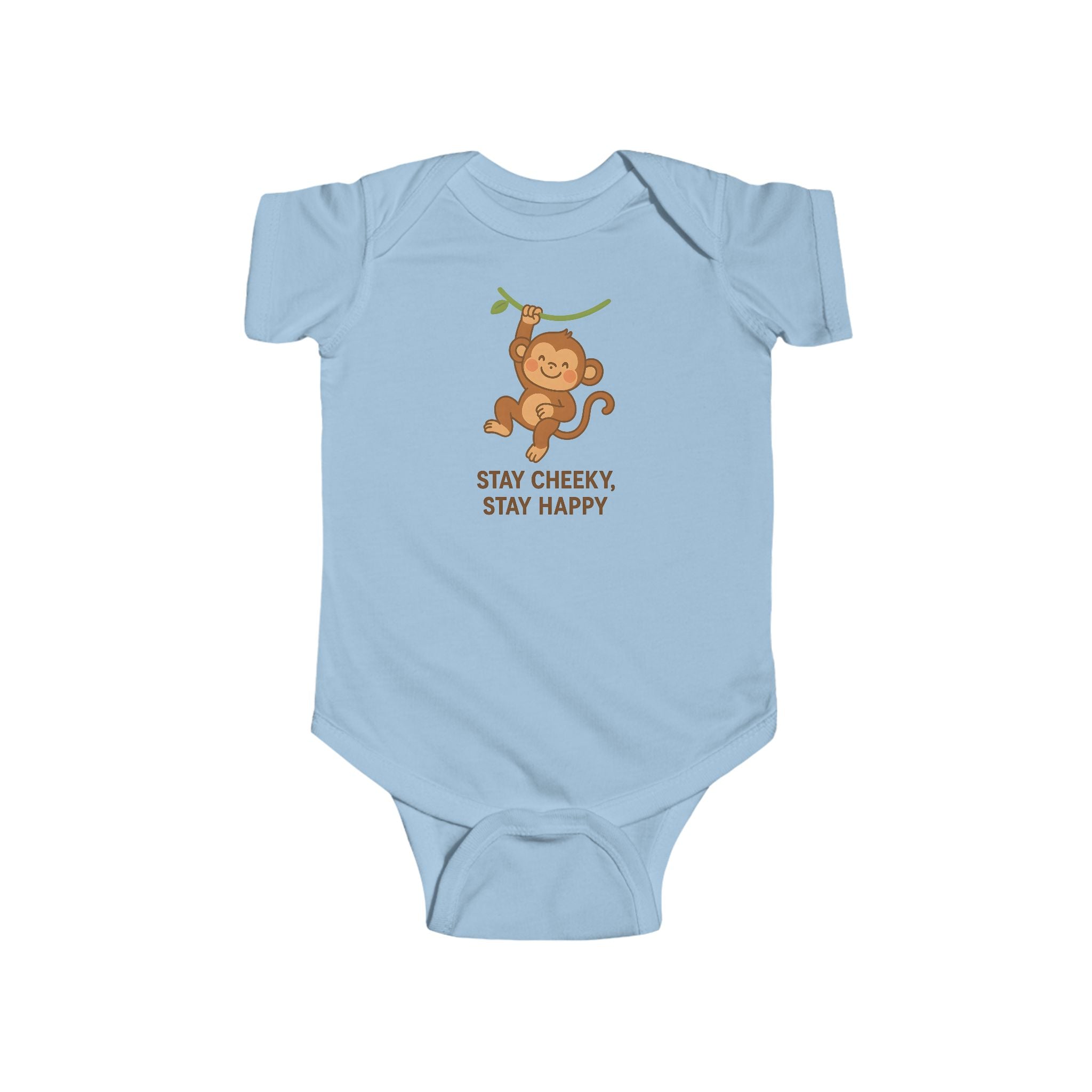 Babygrow - "Stay Cheeky, Stay Happy" Cute Monkey Baby Onesie