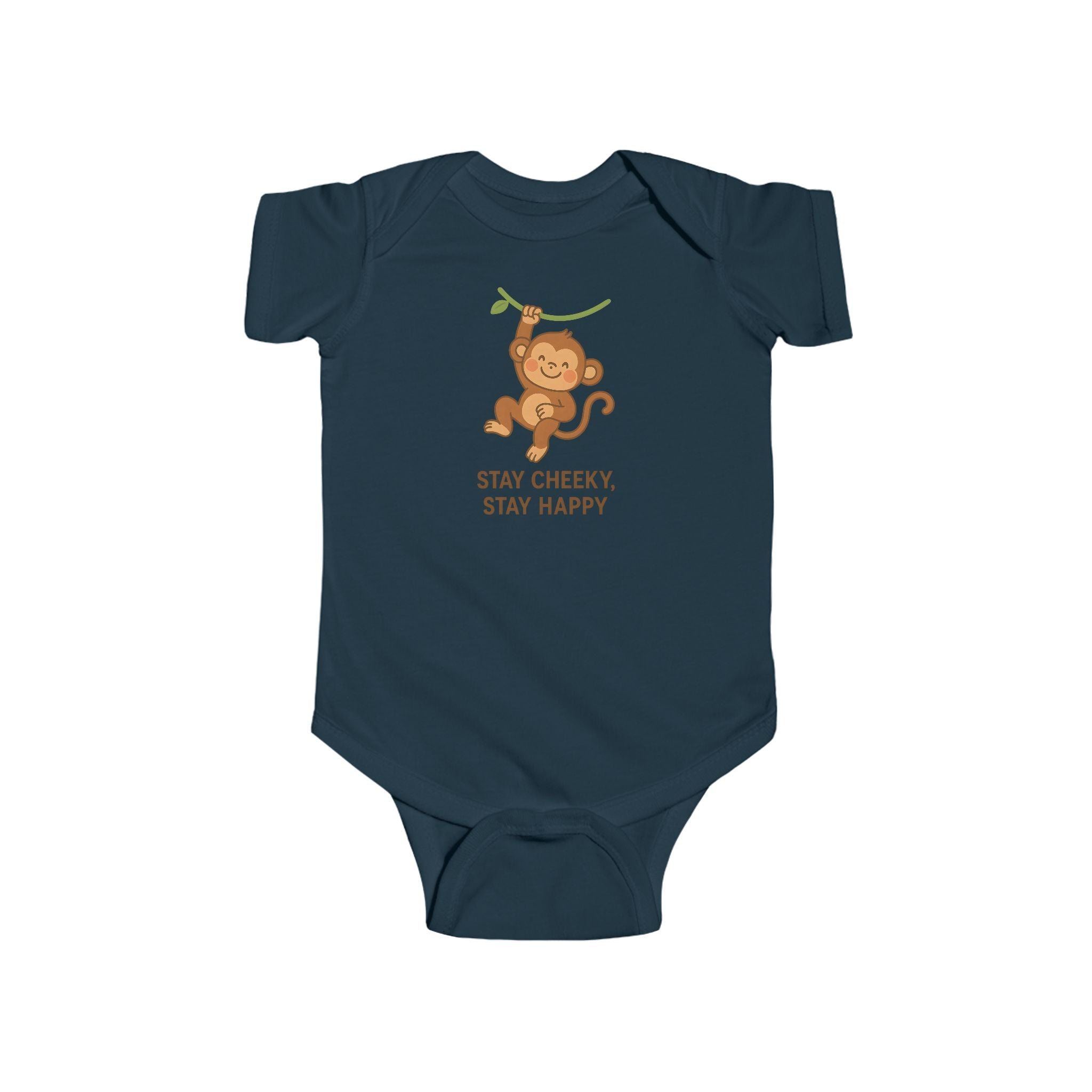 Babygrow - "Stay Cheeky, Stay Happy" Cute Monkey Baby Onesie