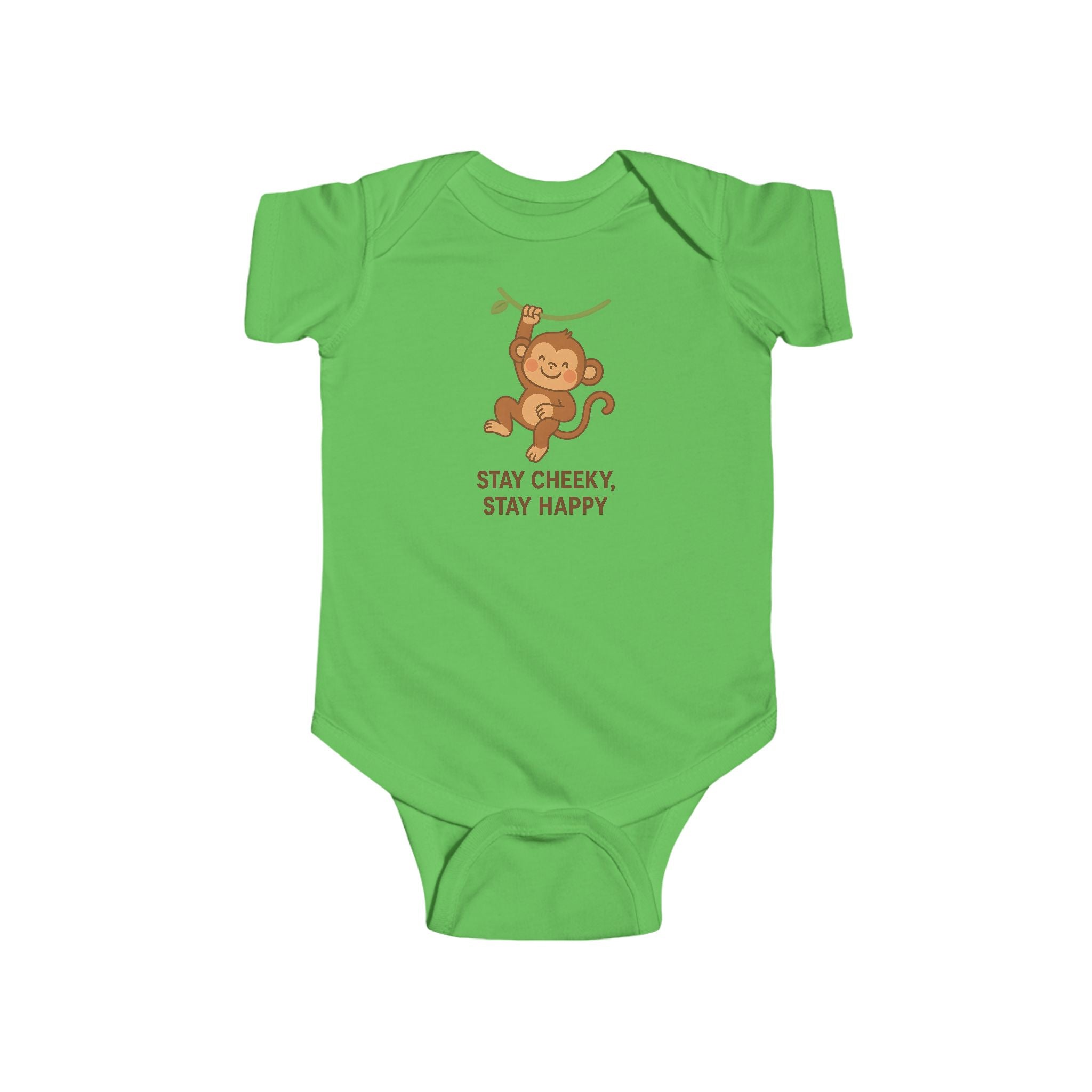 Babygrow - "Stay Cheeky, Stay Happy" Cute Monkey Baby Onesie