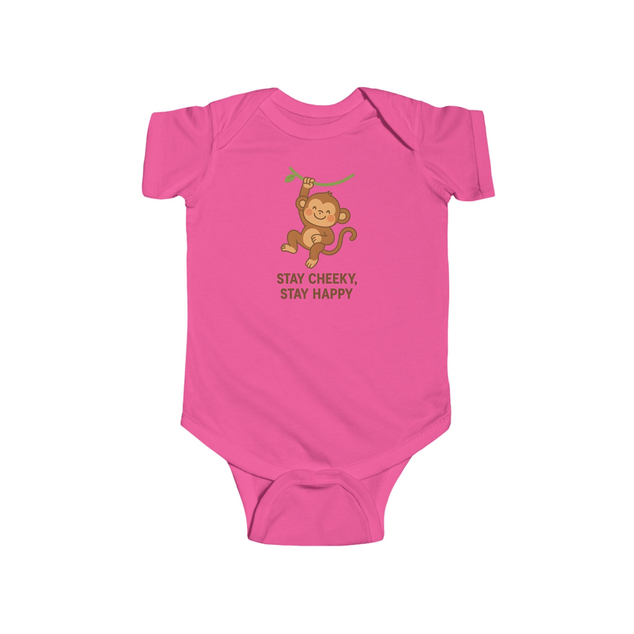 Babygrow - "Stay Cheeky, Stay Happy" Cute Monkey Baby Onesie