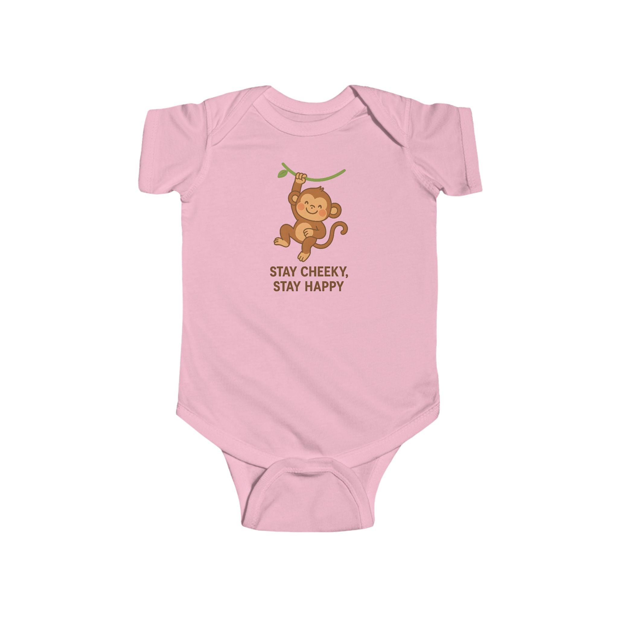 Babygrow - "Stay Cheeky, Stay Happy" Cute Monkey Baby Onesie