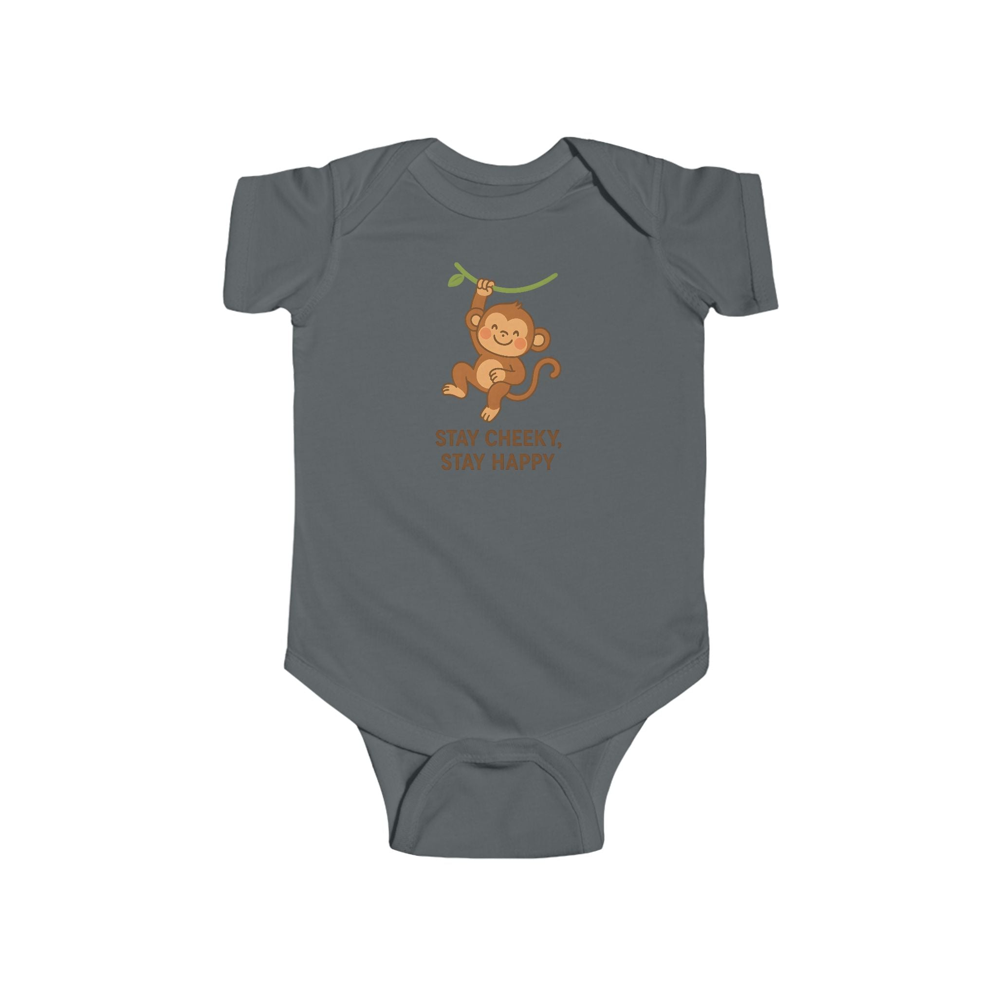 Babygrow - "Stay Cheeky, Stay Happy" Cute Monkey Baby Onesie
