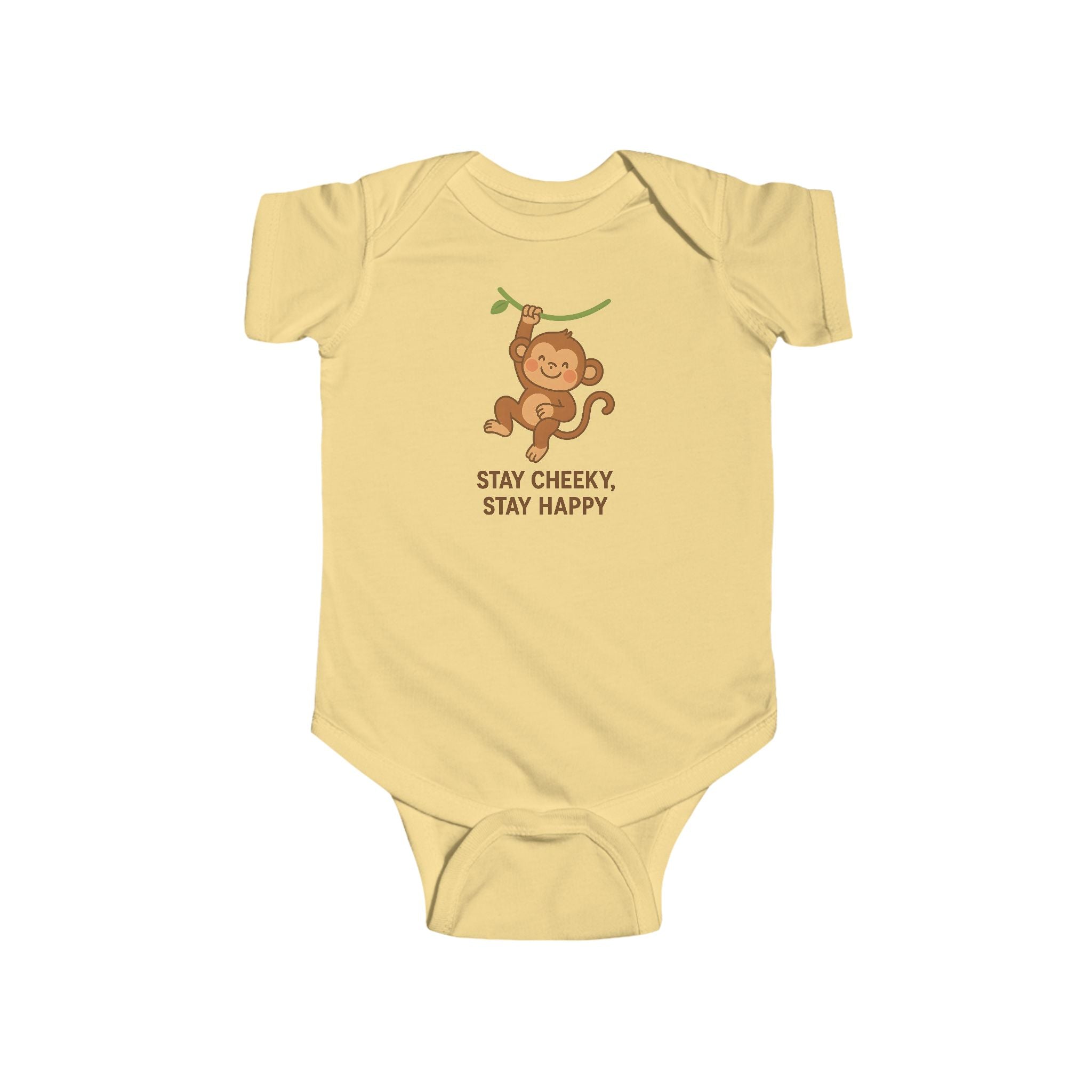 Babygrow - "Stay Cheeky, Stay Happy" Cute Monkey Baby Onesie