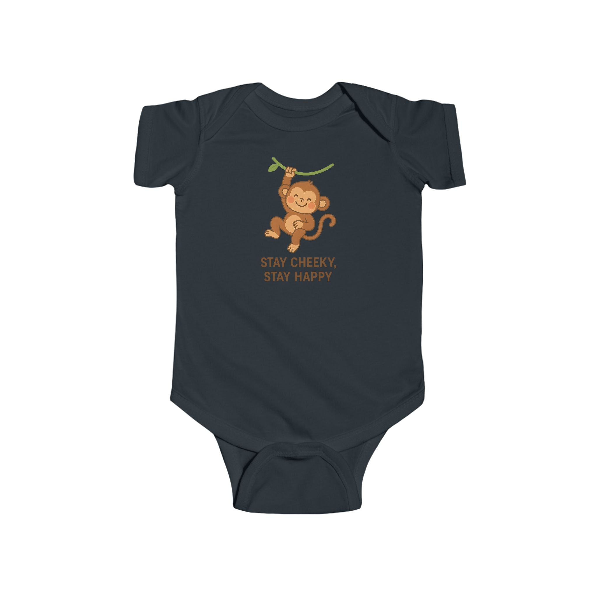 Babygrow - "Stay Cheeky, Stay Happy" Cute Monkey Baby Onesie