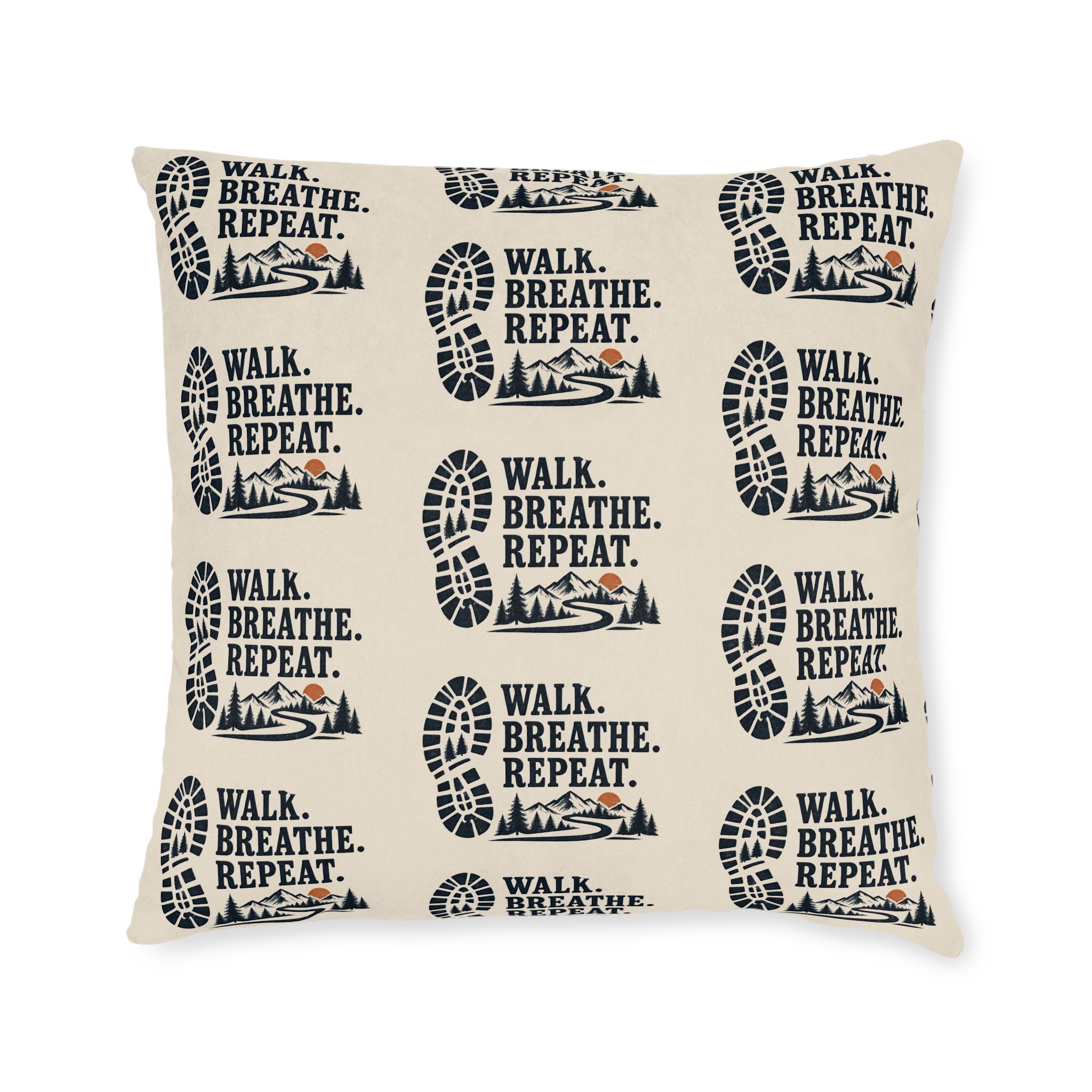 Square Cushion – Walk. Breathe. Repeat. | Hiking & Outdoor Cushion