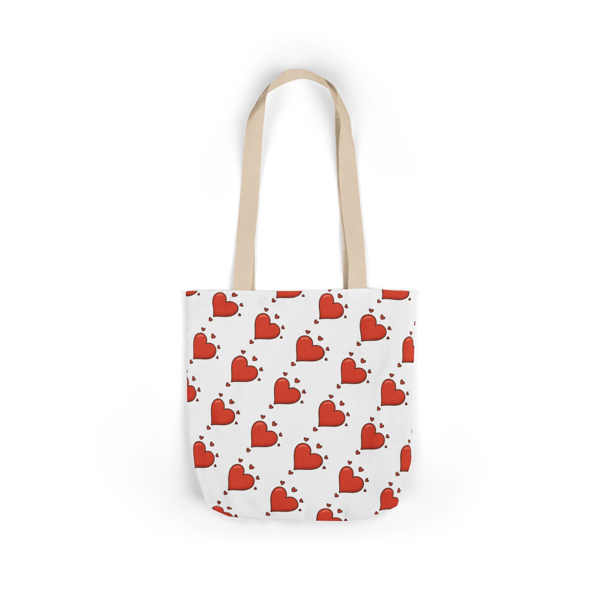 Heart Print Canvas Tote Bag with 5-Color Straps